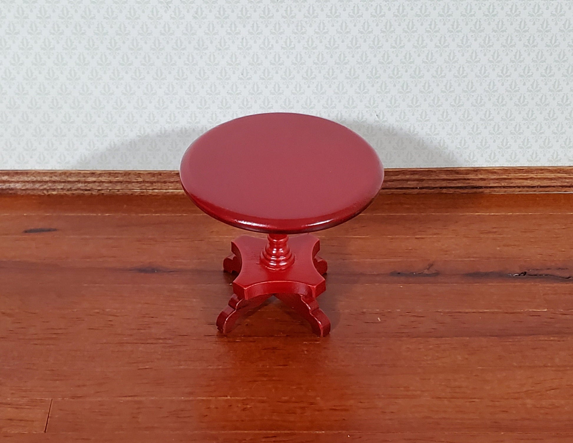 Dollhouse Side Table Small Round End Table Mahogany 1:12 Scale Miniature Furniture