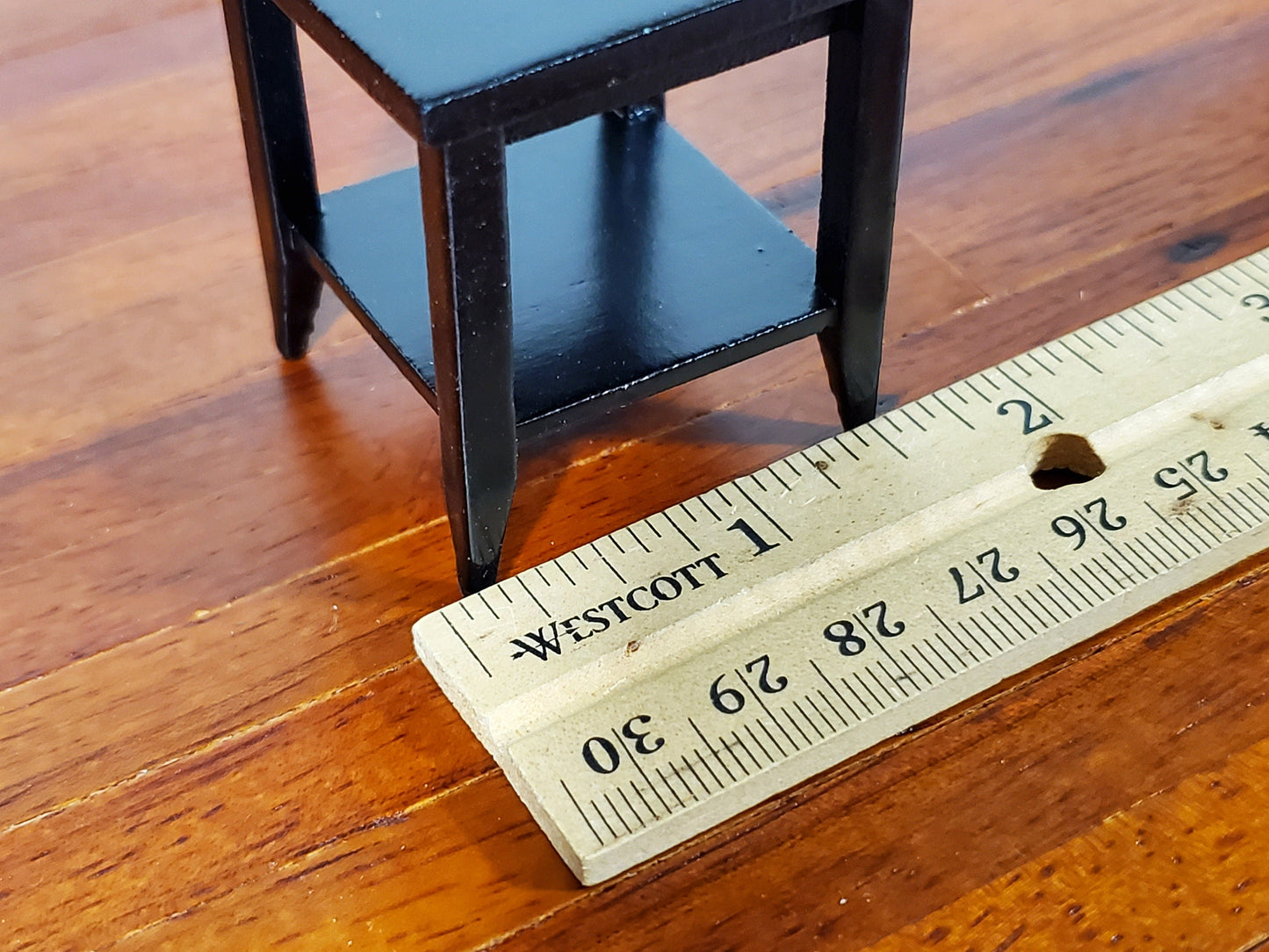 Dollhouse Side Table with Shelf Modern Style Wood Black Finish 1:12 Scale Miniature Furniture