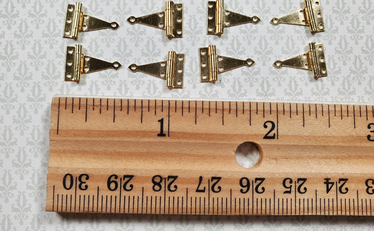 Dollhouse Miniature T Hinges Working x16 Gold 1:12 Scale Includes Nails