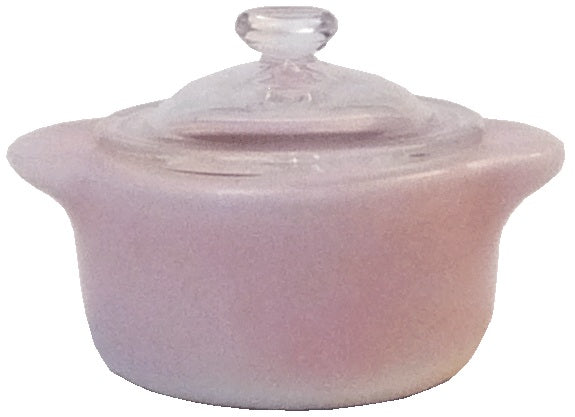 Dollhouse Small Light Pink Ceramic Pot with Glass Lid 1:12 Scale