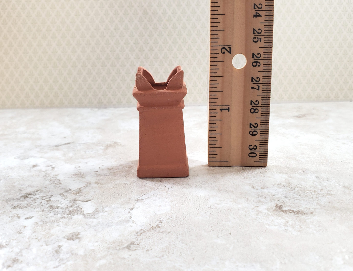 Dollhouse Square Flared Chimney Pot Smoke Stack Terra Cotta 1:12 Scale