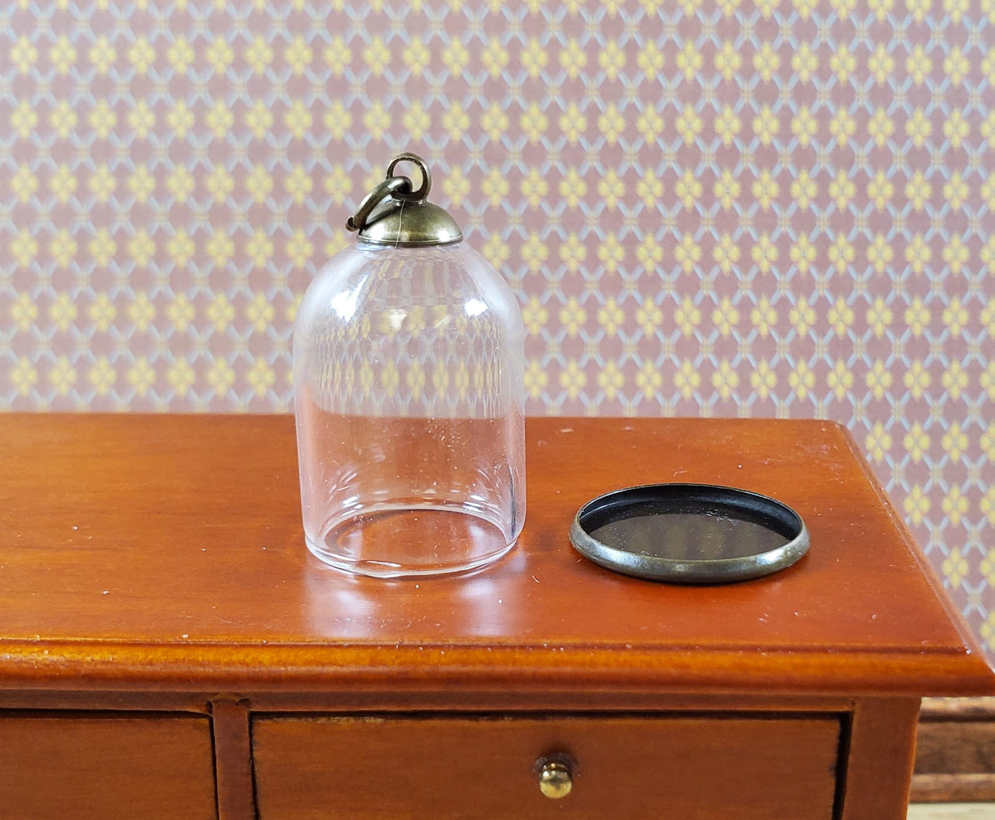 Tiny Bell Jar Dome Glass Cover on Base Display Miniature Curiosities 1" tall