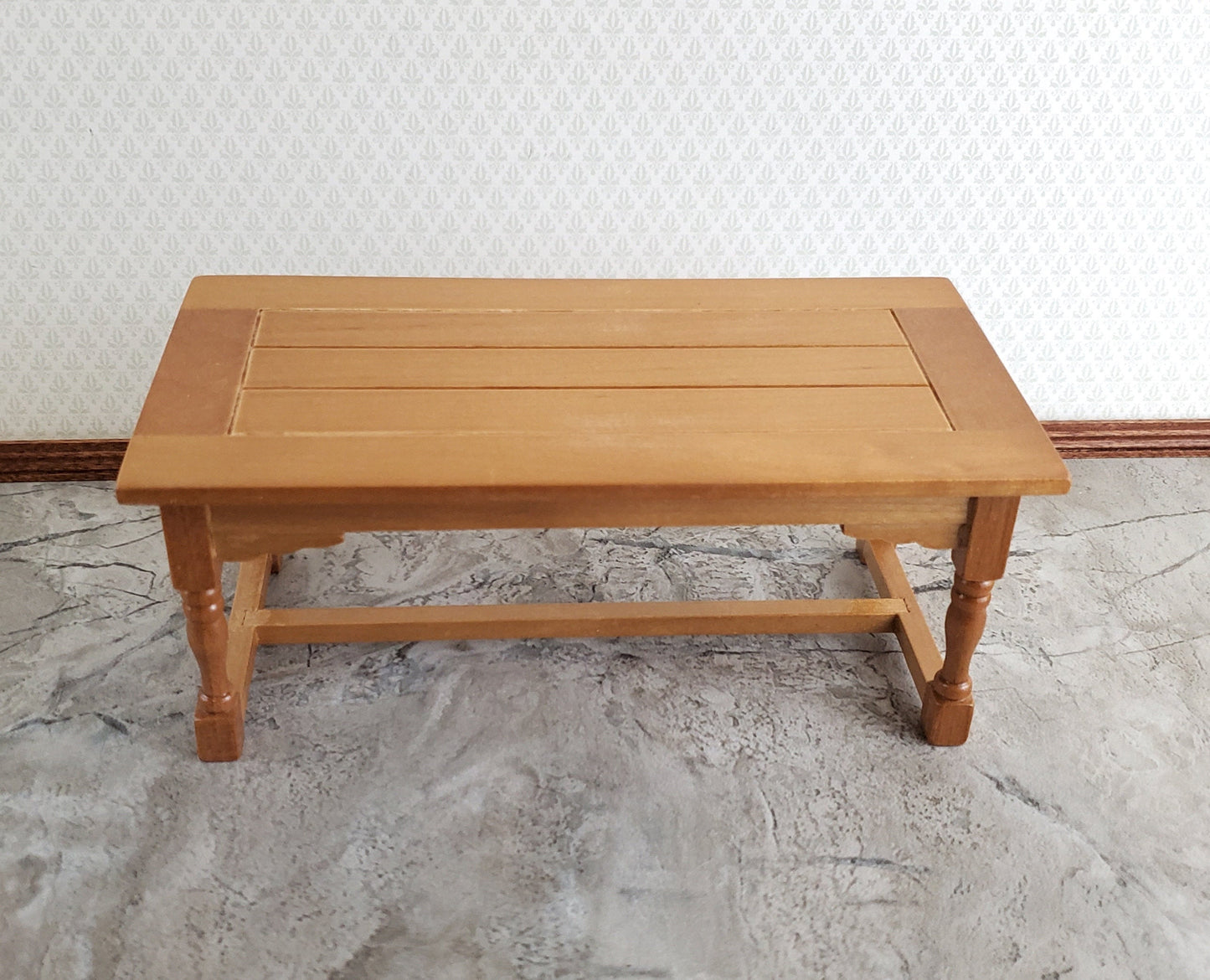 Dollhouse Large Kitchen or Prep Table Light Walnut Finish 1:12 Scale Miniature Furniture