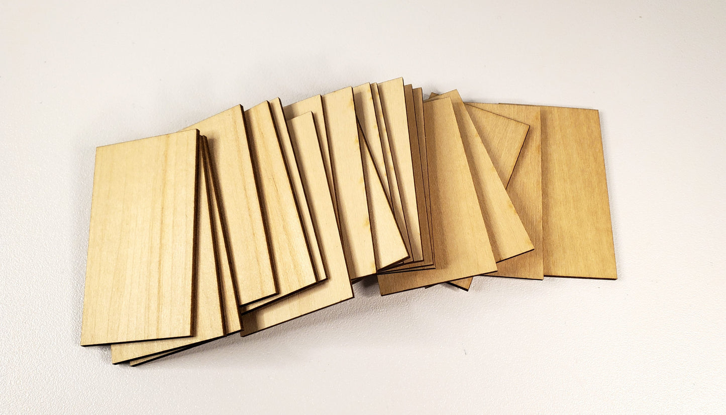 Rectangle Wood Pieces x20 2 3/8" x 1 3/8" Basswood 1/16" thick Blanks Tiles DIY
