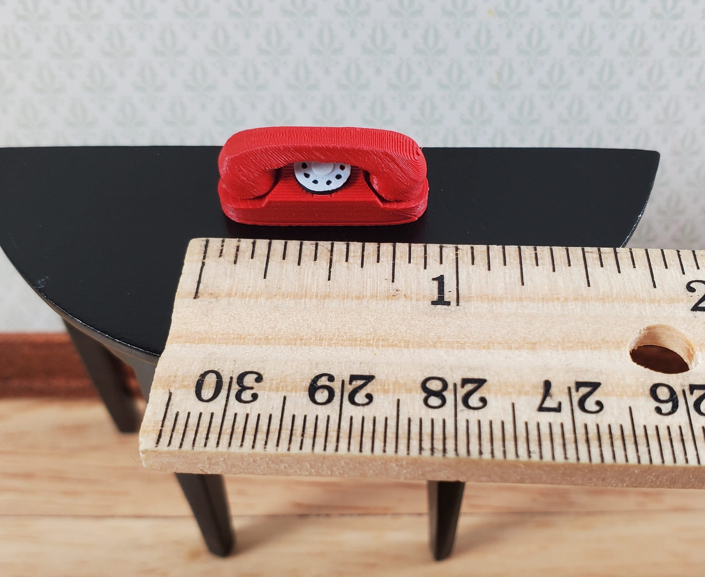 Dollhouse Princess Telephone Dial Phone Modern 1950s Red 1:12 Scale Miniature