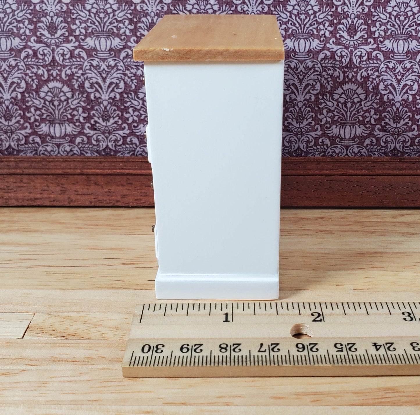 JBM Dollhouse Dresser 4 Drawer White with Oak Top1:12 Scale Miniature Furniture - Miniature Crush