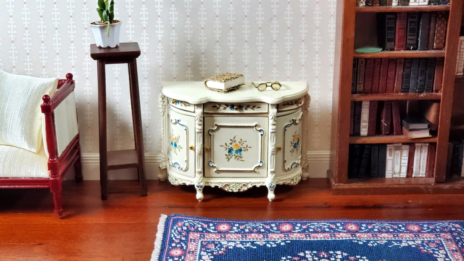 JBM Dollhouse Sideboard Buffet Table Hand Painted 1:12 Scale Miniature Furniture - Miniature Crush