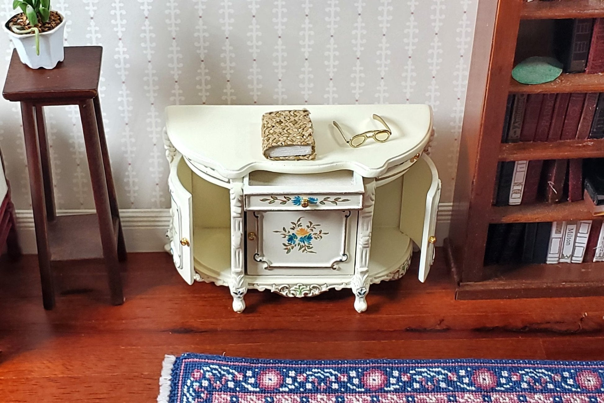 JBM Dollhouse Sideboard Buffet Table Hand Painted 1:12 Scale Miniature Furniture - Miniature Crush