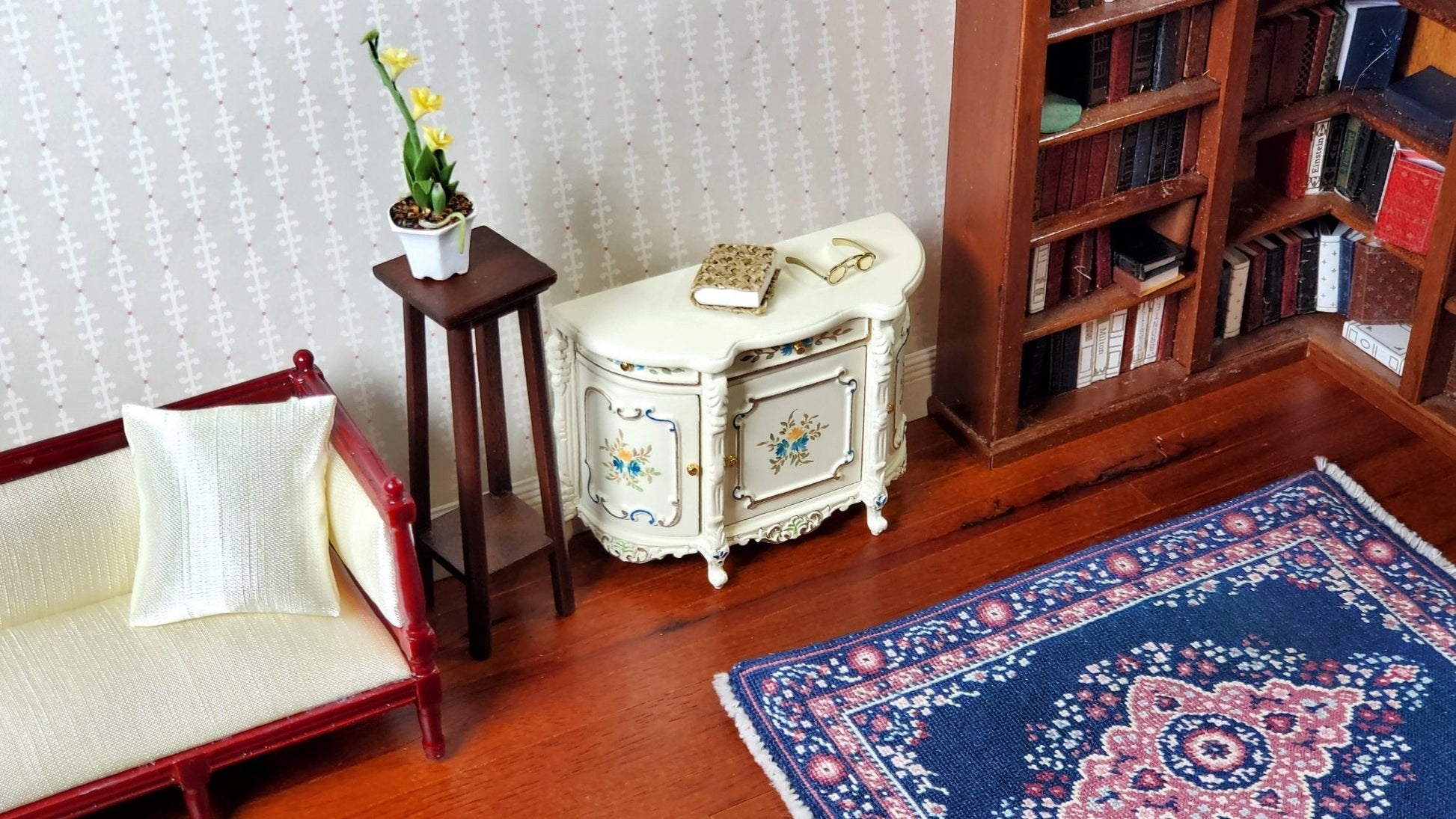 JBM Dollhouse Sideboard Buffet Table Hand Painted 1:12 Scale Miniature Furniture - Miniature Crush