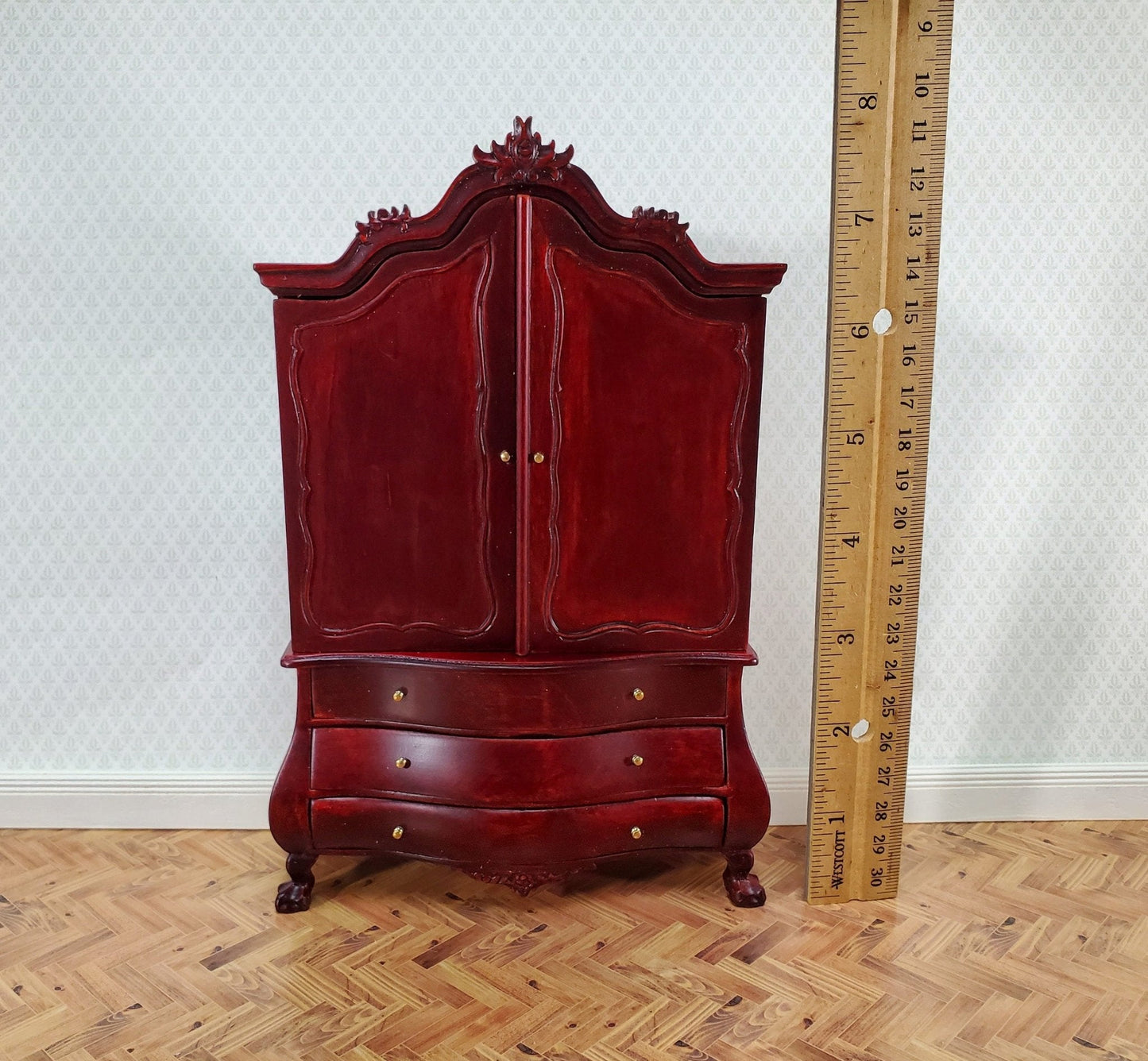 JBM Dutch Baby House Cabinet Dollhouse Large 1:12 Scale Miniature Mahogany Finish - Miniature Crush