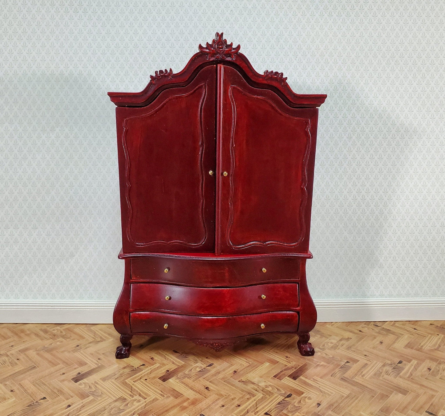JBM Dutch Baby House Cabinet Dollhouse Large 1:12 Scale Miniature Mahogany Finish - Miniature Crush