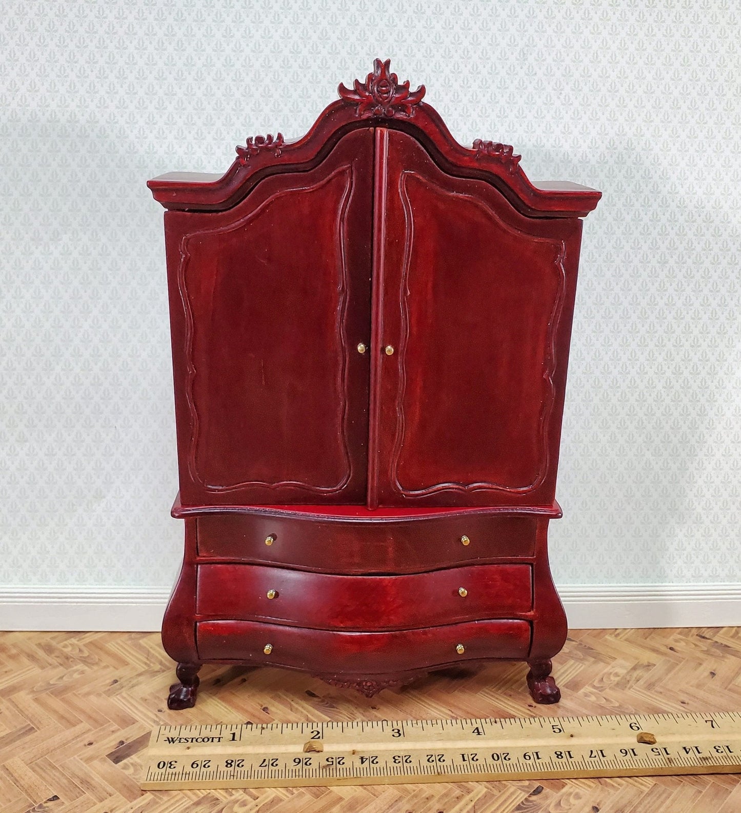 JBM Dutch Baby House Cabinet Dollhouse Large 1:12 Scale Miniature Mahogany Finish - Miniature Crush