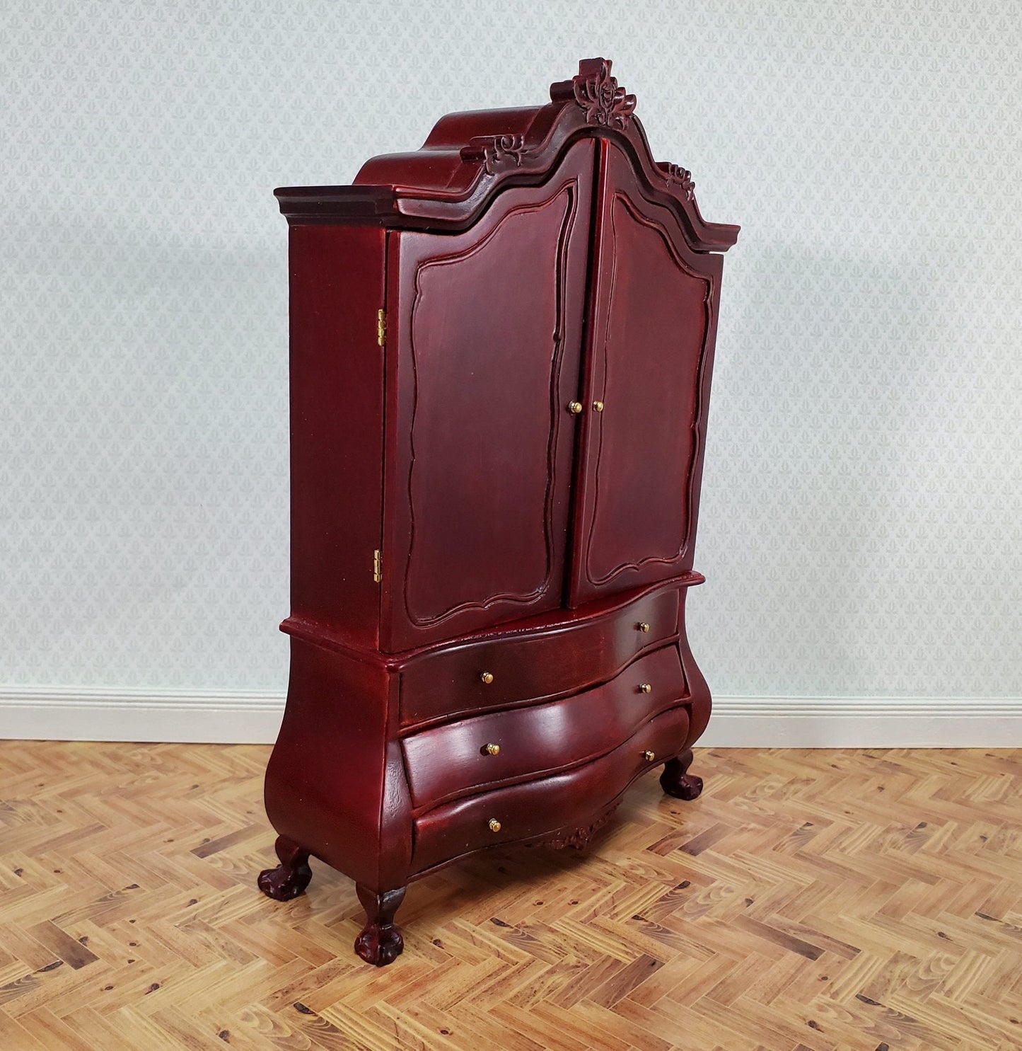 JBM Dutch Baby House Cabinet Dollhouse Large 1:12 Scale Miniature Mahogany Finish - Miniature Crush