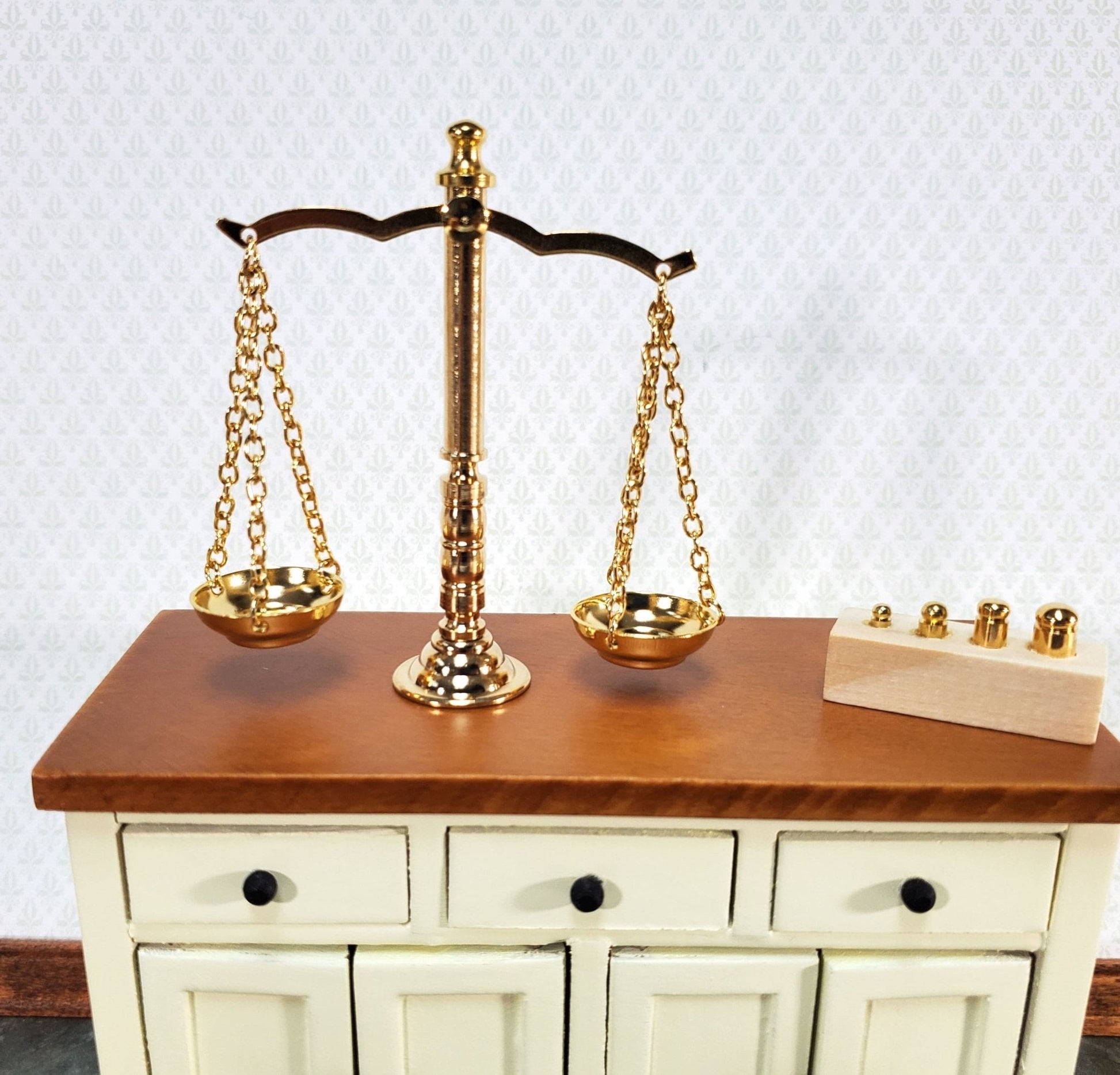 Large Miniature Scales with Weights Pharmacy Apothecary Working Reutter - Miniature Crush