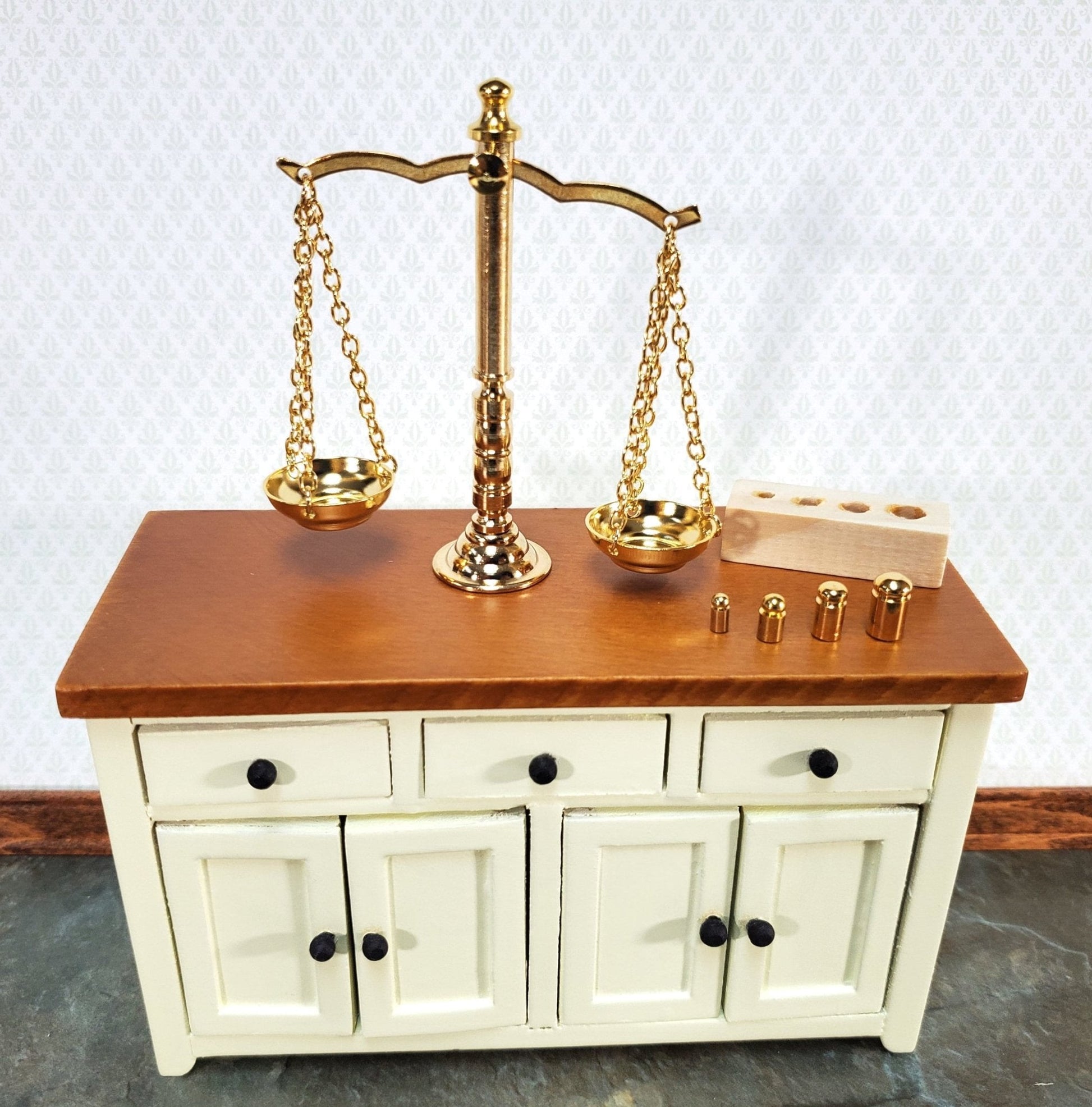 Large Miniature Scales with Weights Pharmacy Apothecary Working Reutter - Miniature Crush