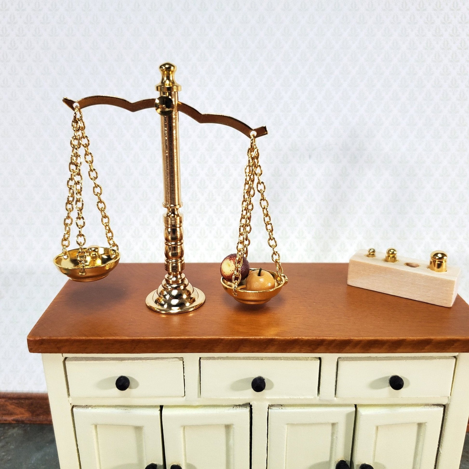 Large Miniature Scales with Weights Pharmacy Apothecary Working Reutter - Miniature Crush