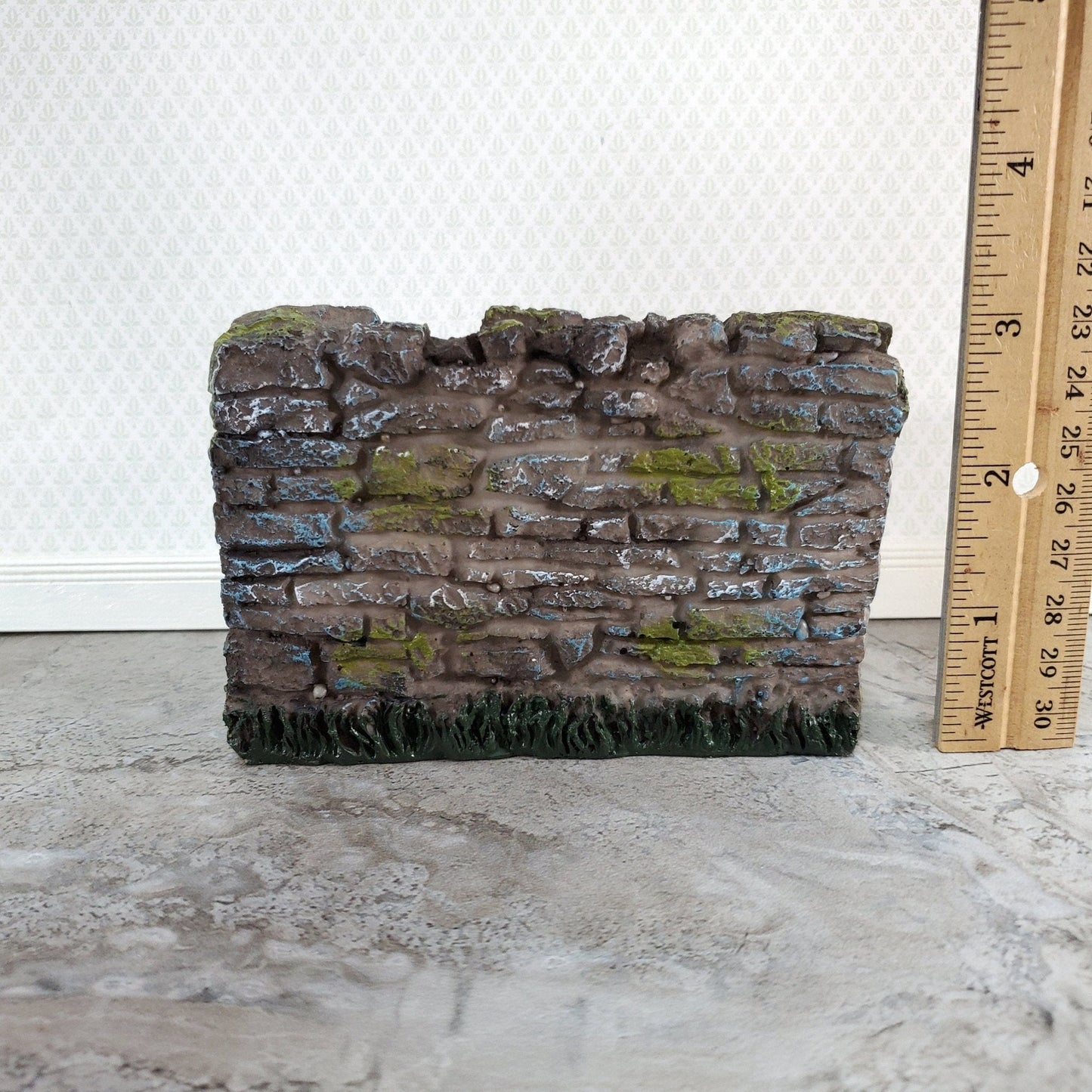 Miniature Aged Stone Wall for Garden 1:12 Scale Scenery 4.5" x 3" Resin - Miniature Crush