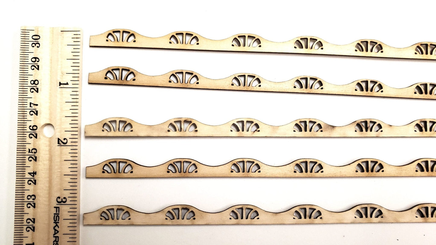 Miniature Decorative Trim Art Nouveau Style 5 Pieces 5/16" x 17 3/8" long x 1/16" Thick - Miniature Crush
