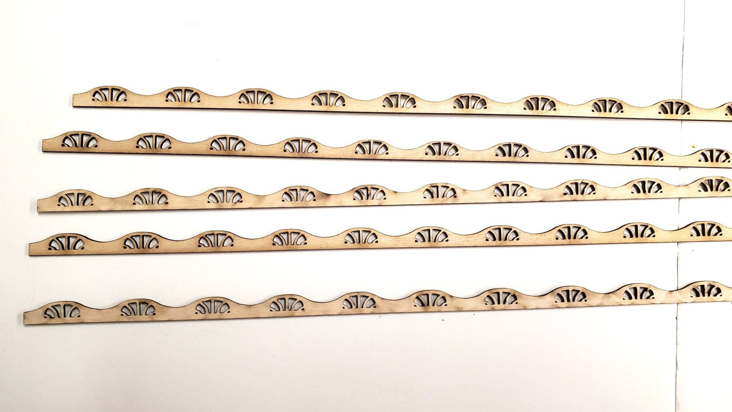 Miniature Decorative Trim Art Nouveau Style 5 Pieces 5/16" x 17 3/8" long x 1/16" Thick - Miniature Crush