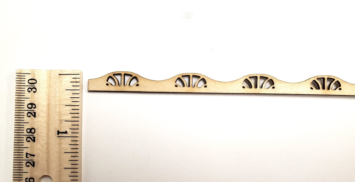 Miniature Decorative Trim Art Nouveau Style 5 Pieces 5/16" x 17 3/8" long x 1/16" Thick - Miniature Crush