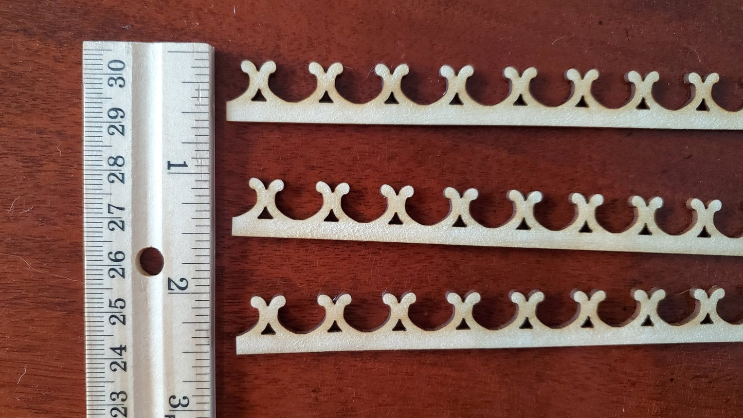 Miniature Decorative Trim Victorian Style 3 Pieces 1/2" x 17 1/2" long x 1/16" - Miniature Crush