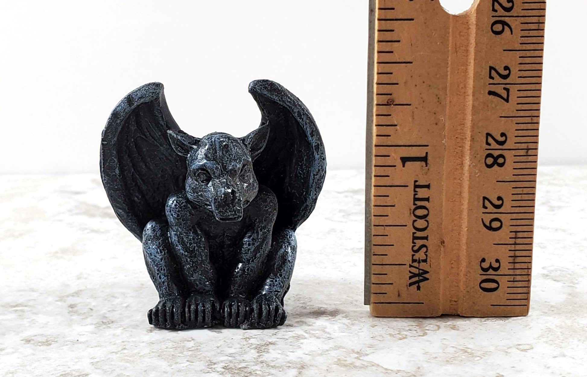 Miniature Gargoyle Goblin Crouching with Wings for Garden 1 1/2" Tall - Miniature Crush