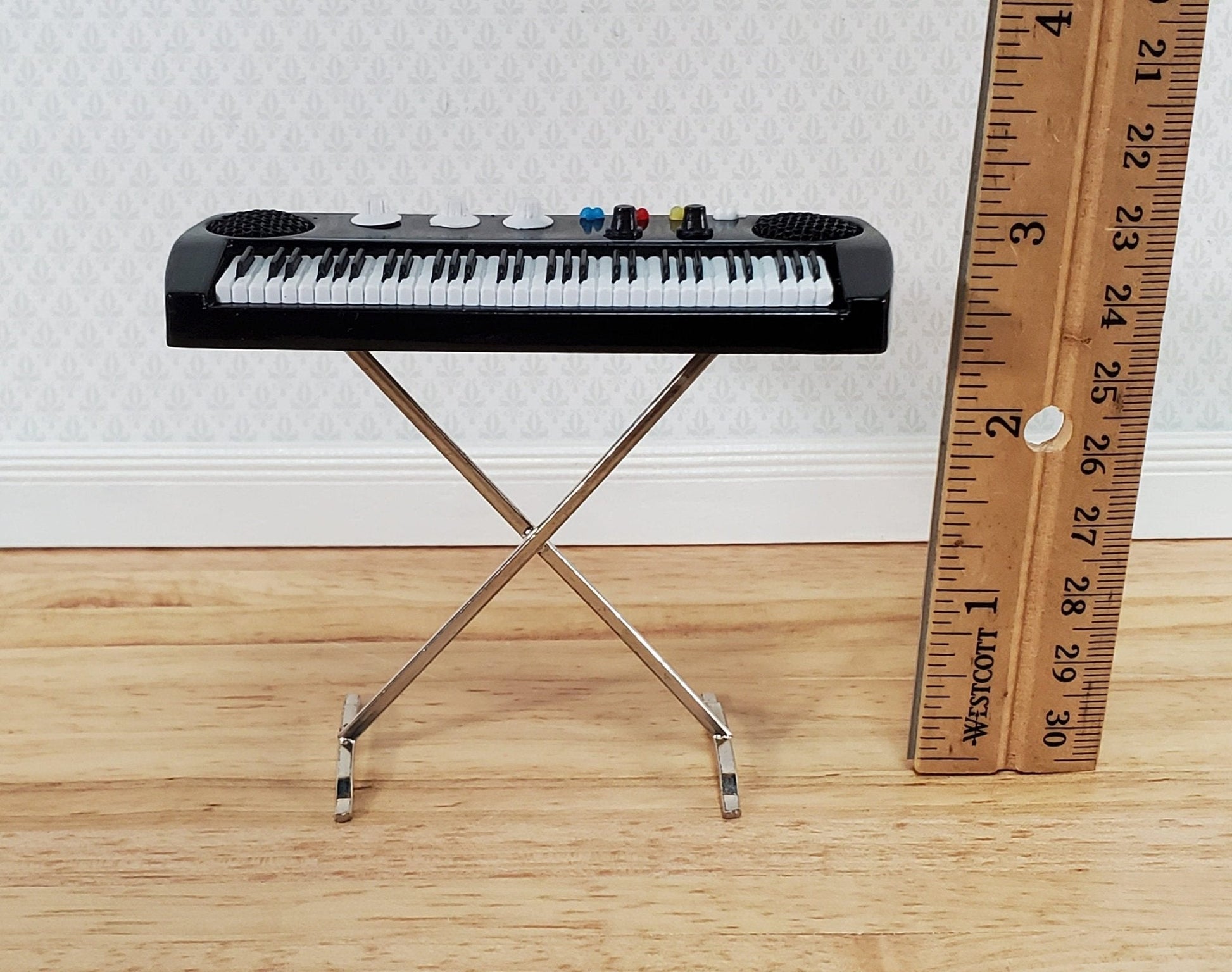 Miniature Keyboard Modern Style Instrument Prop 1:12 Scale Dollhouse 3 1/2" - Miniature Crush