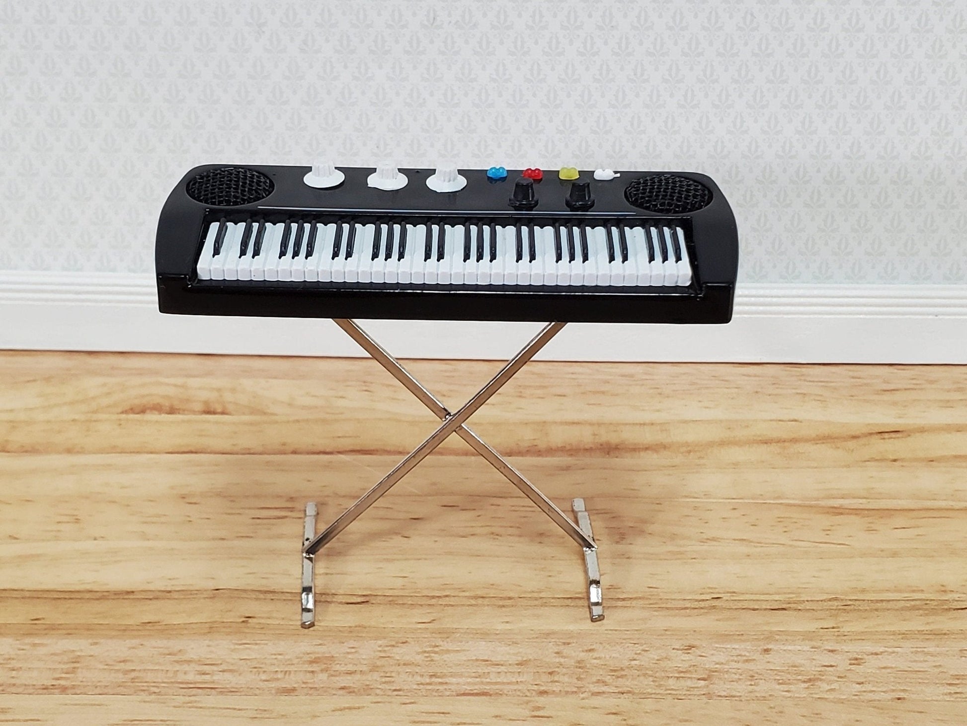 Miniature Keyboard Modern Style Instrument Prop 1:12 Scale Dollhouse 3 1/2" - Miniature Crush
