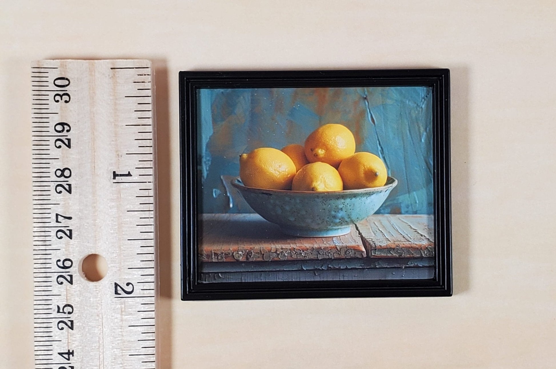 Miniature Lemons in a Bowl Still Life Framed Print 1:12 Scale Dollhouse Decor - Miniature Crush