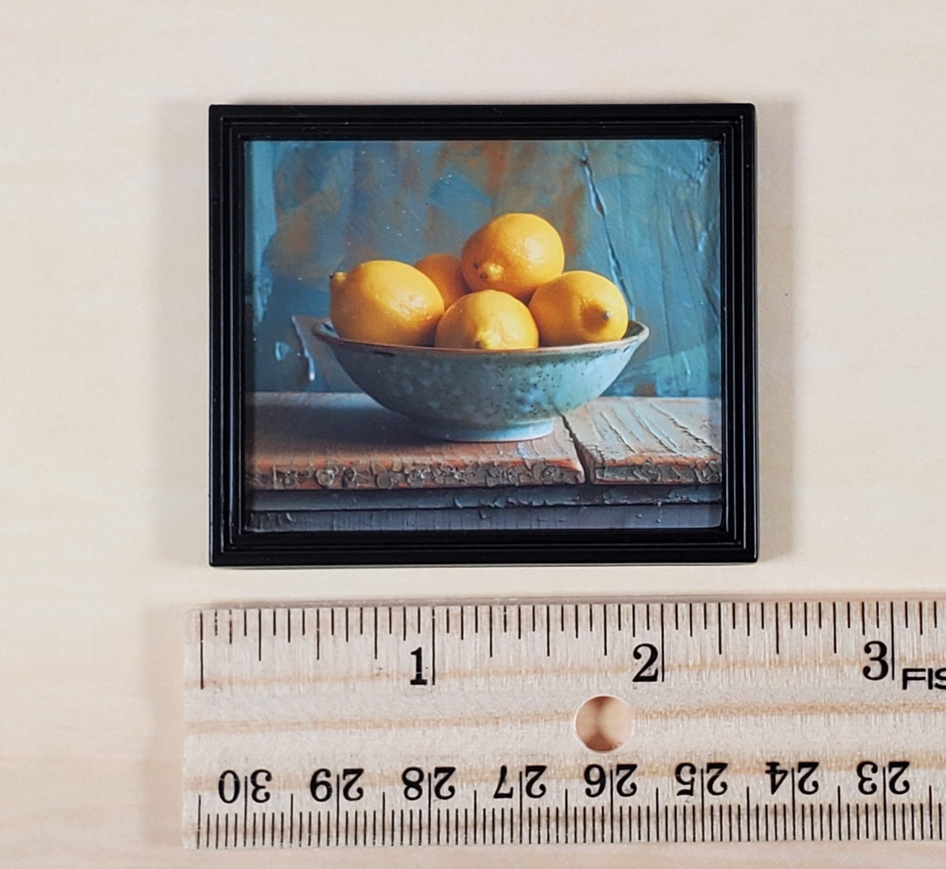 Miniature Lemons in a Bowl Still Life Framed Print 1:12 Scale Dollhouse Decor - Miniature Crush
