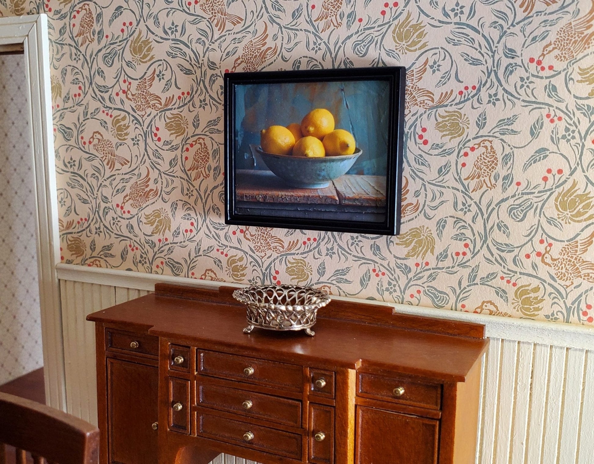 Miniature Lemons in a Bowl Still Life Framed Print 1:12 Scale Dollhouse Decor - Miniature Crush