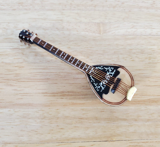 Miniature Mandolin Instrument with Case Wood 4" Fits 1:6 Scale - Miniature Crush