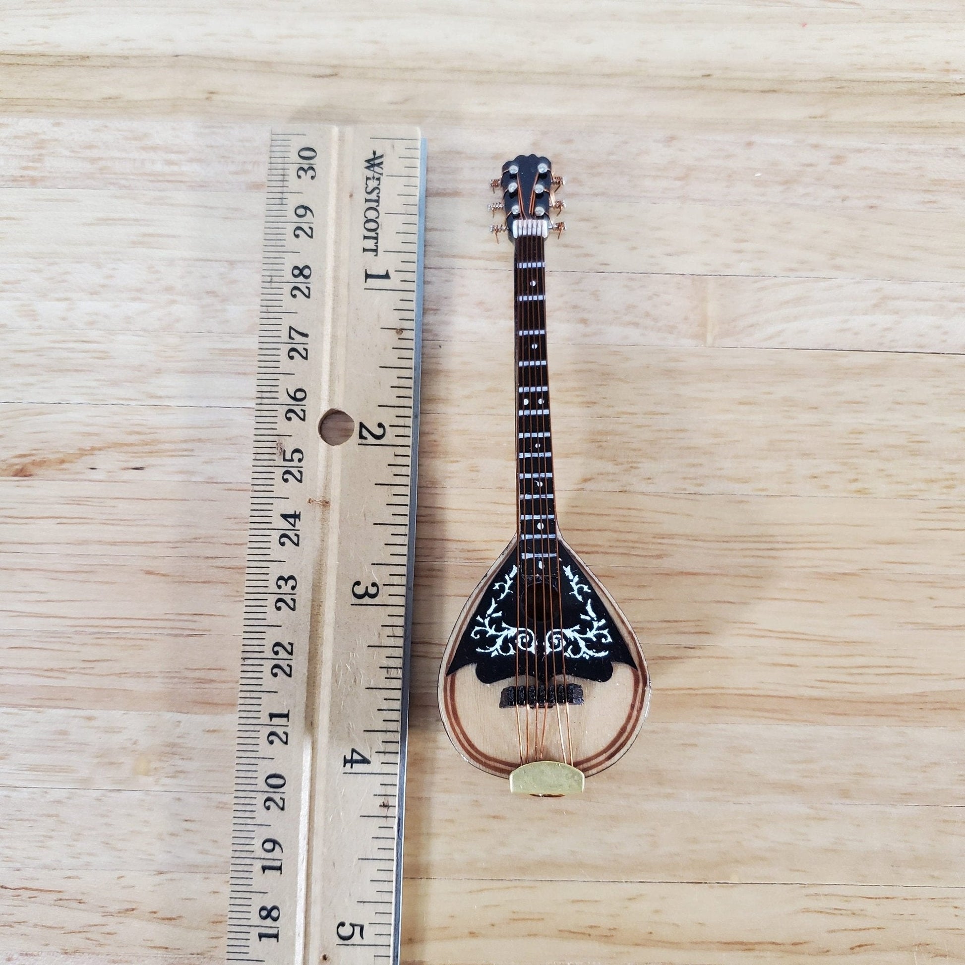 Miniature Mandolin Instrument with Case Wood 4" Fits 1:6 Scale - Miniature Crush