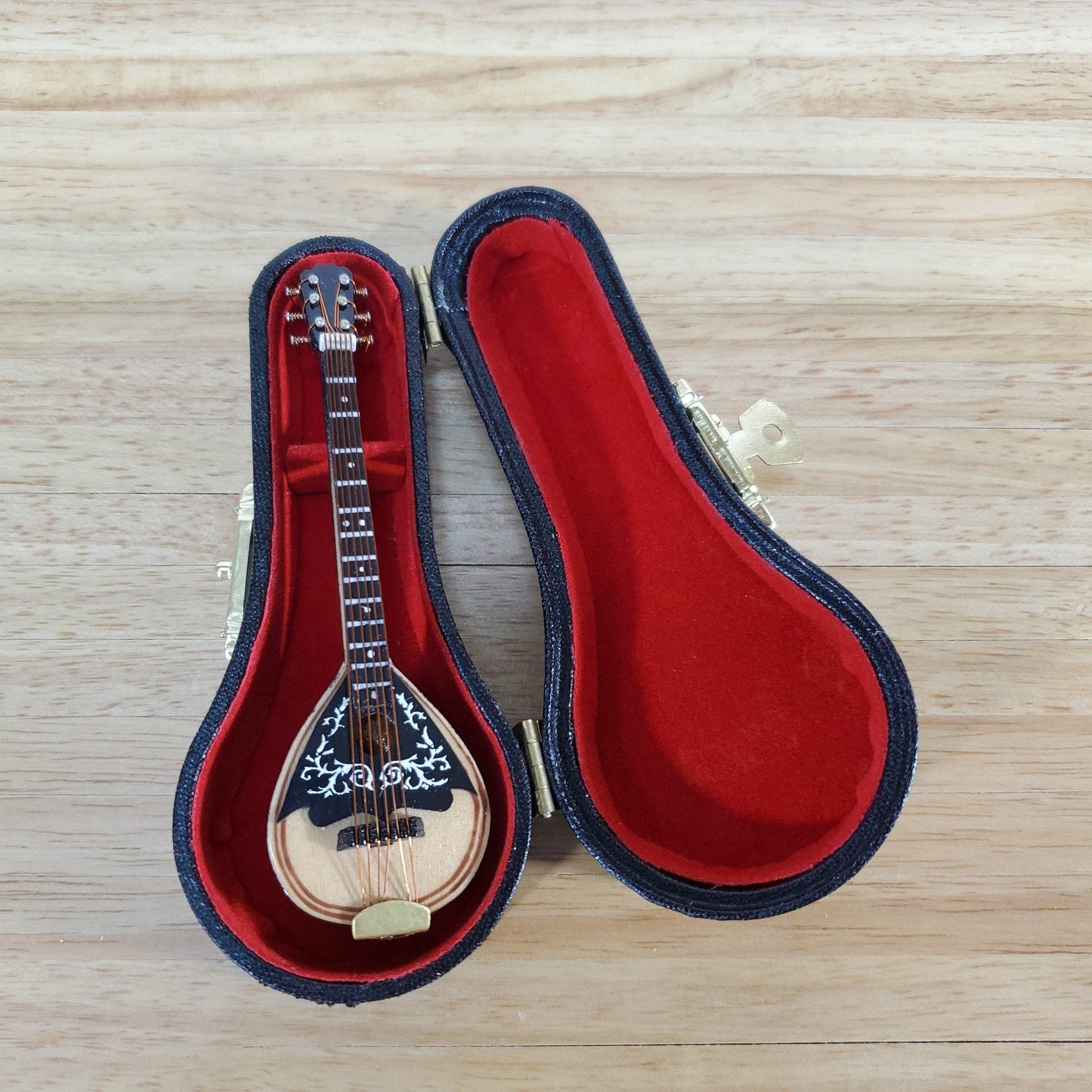 Miniature Mandolin Instrument with Case Wood 4" Fits 1:6 Scale - Miniature Crush