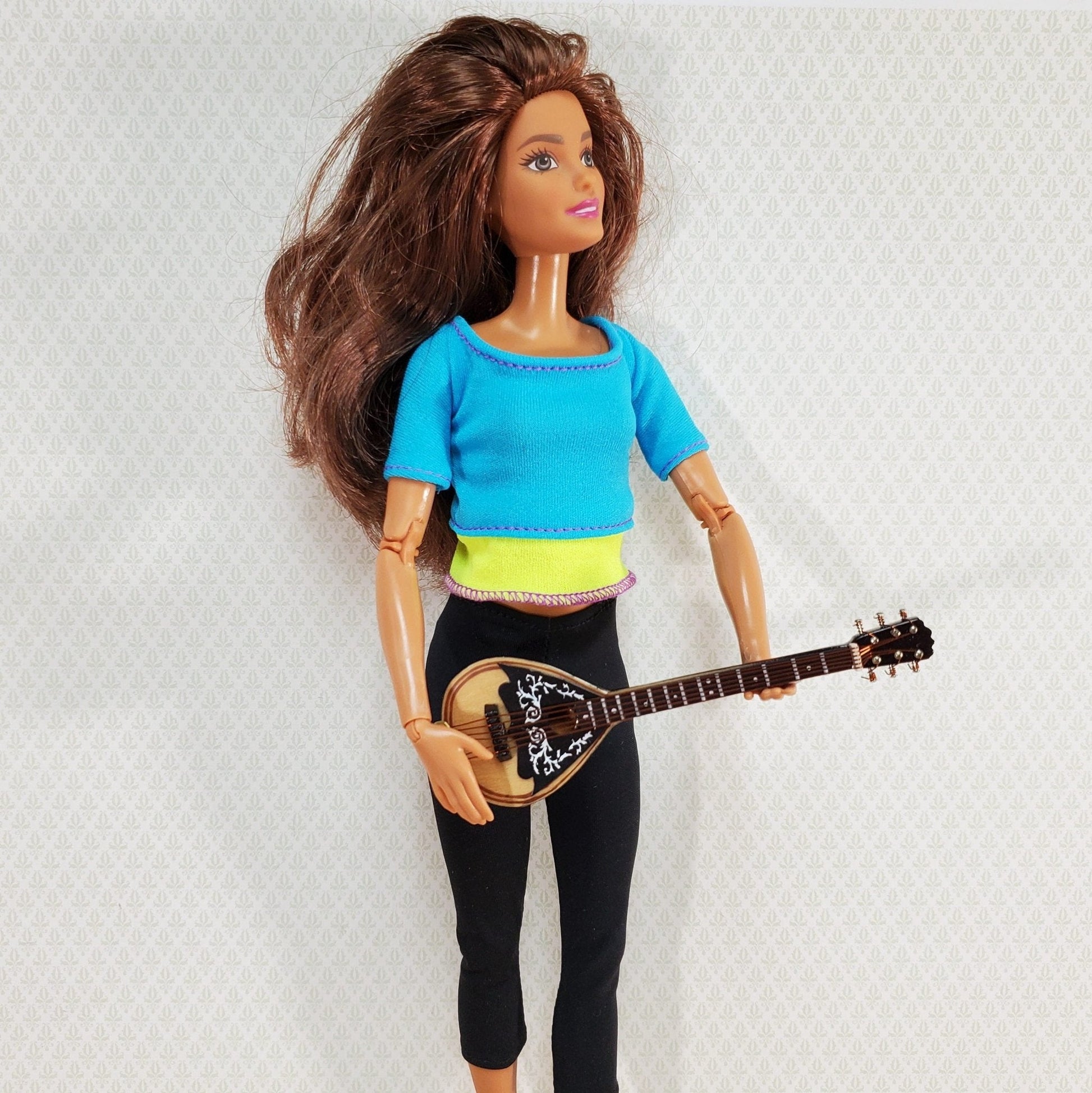 Miniature Mandolin Instrument with Case Wood 4" Fits 1:6 Scale - Miniature Crush