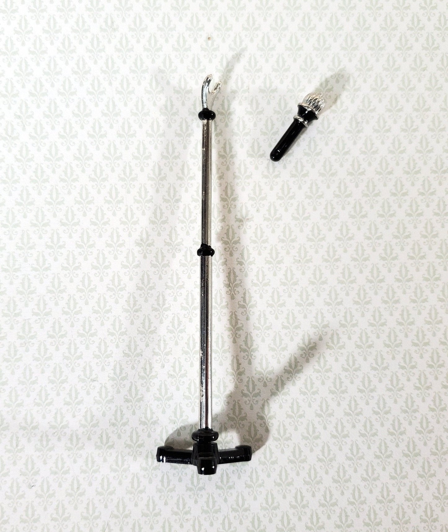 Miniature Modern Microphone on Stand Metal 1:12 Scale 3 5/8" tall - Miniature Crush
