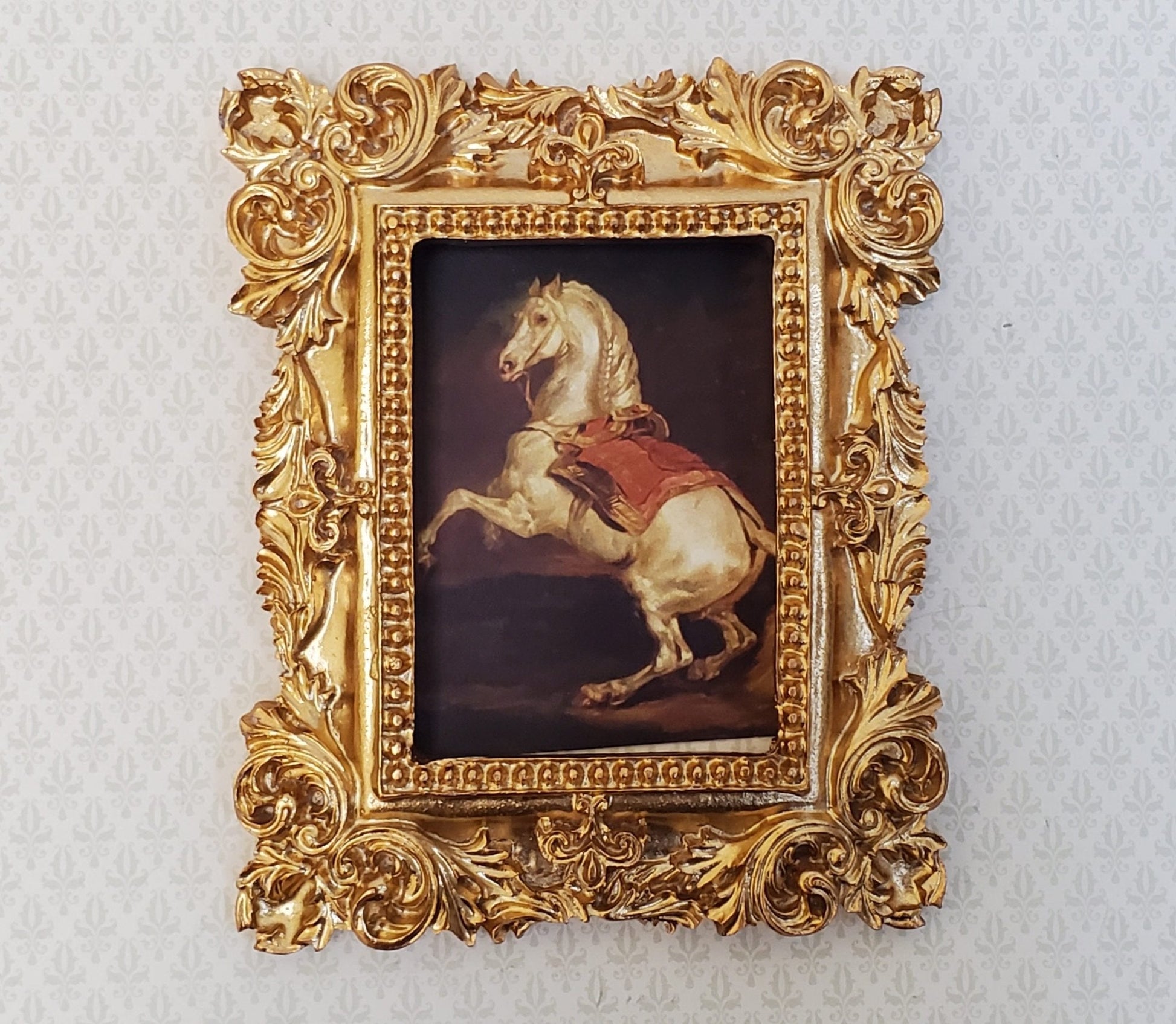 Miniature Picture Frame for 1:6 Scale Settings Large Fancy Gold Flat Back - Miniature Crush