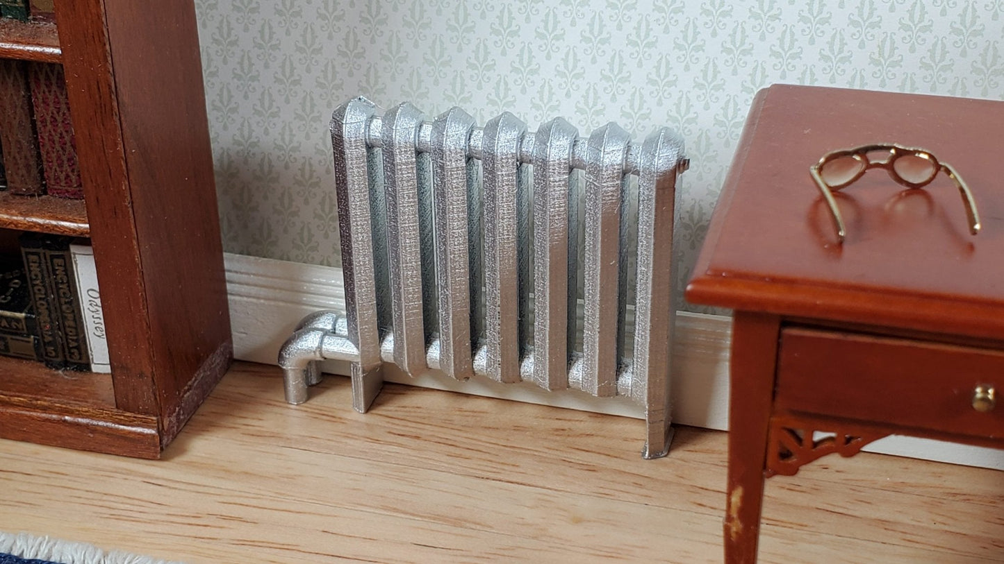 Miniature Radiator Silver Classic Style 1:12 Scale Prop Dollhouse Accessory - Miniature Crush