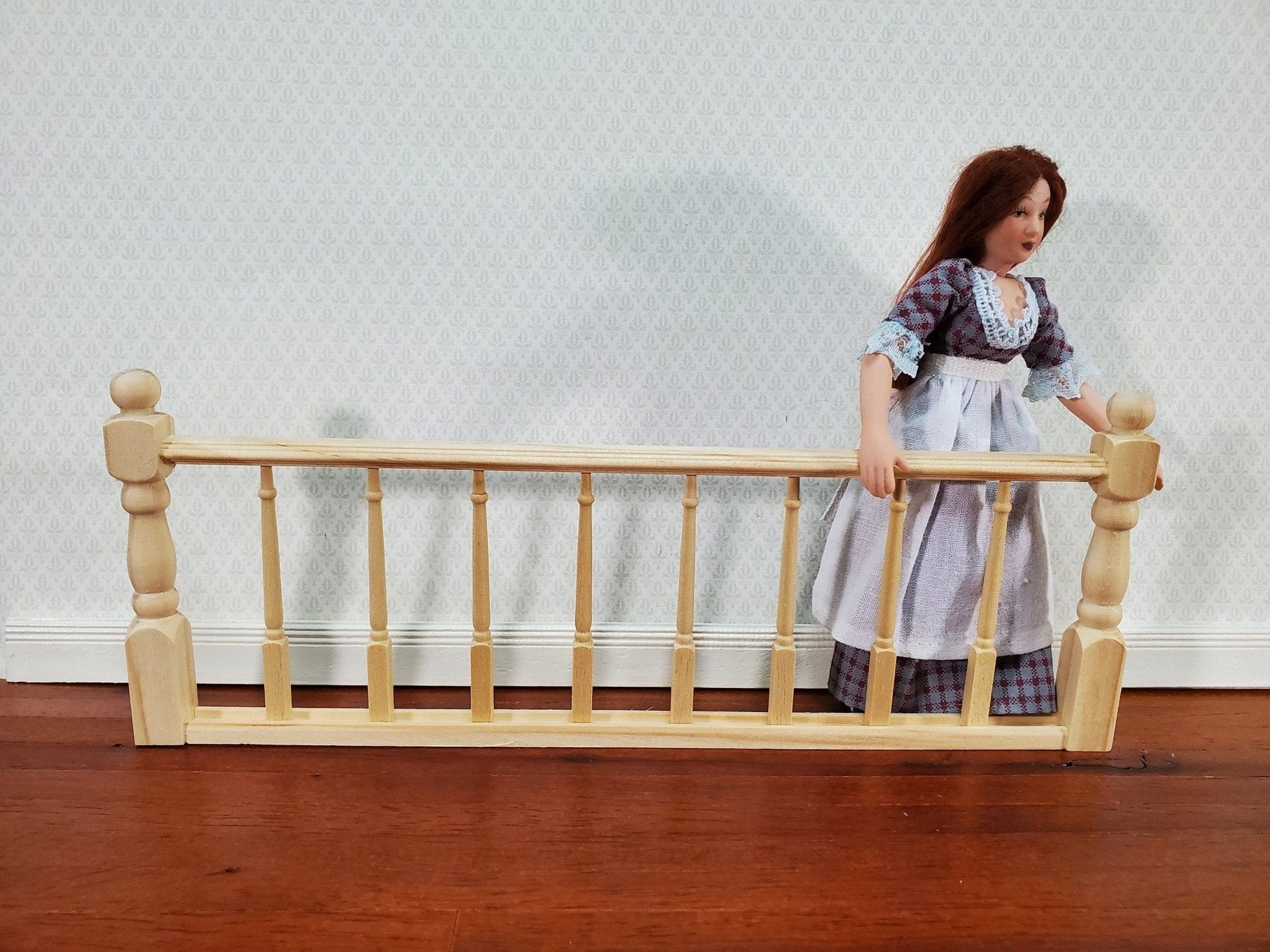 Miniature Railing Assembled 1 Piece 9 3/8" for Porches Decks Balconies Dollhouses 1:12 Scale - Miniature Crush