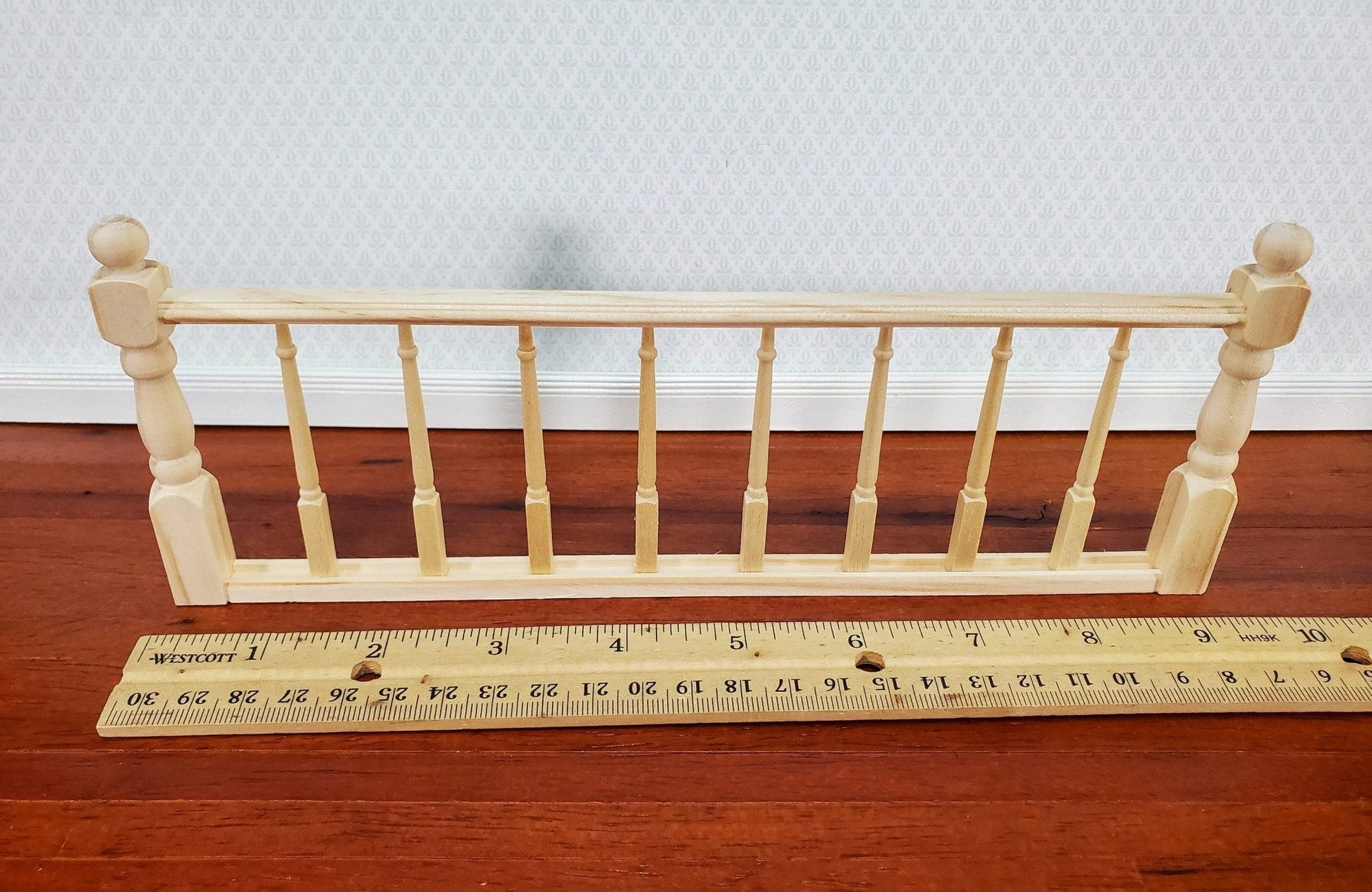 Miniature Railing Assembled 1 Piece 9 3/8" for Porches Decks Balconies Dollhouses 1:12 Scale - Miniature Crush