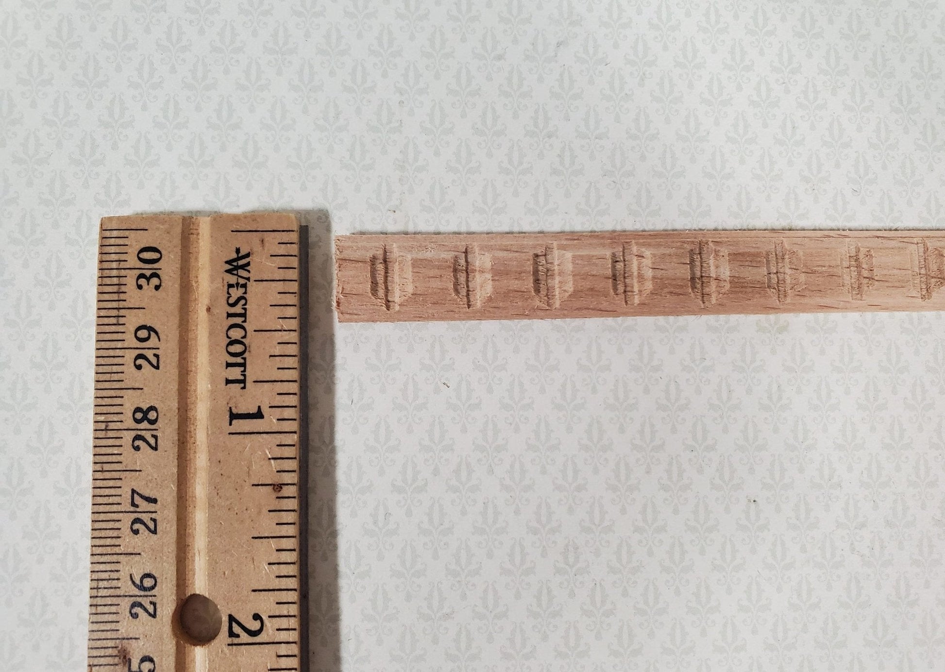 Miniature Square Block Trim Wood Relief Molding 7/16" x 18" Dollhouse Ceilings Walls - Miniature Crush