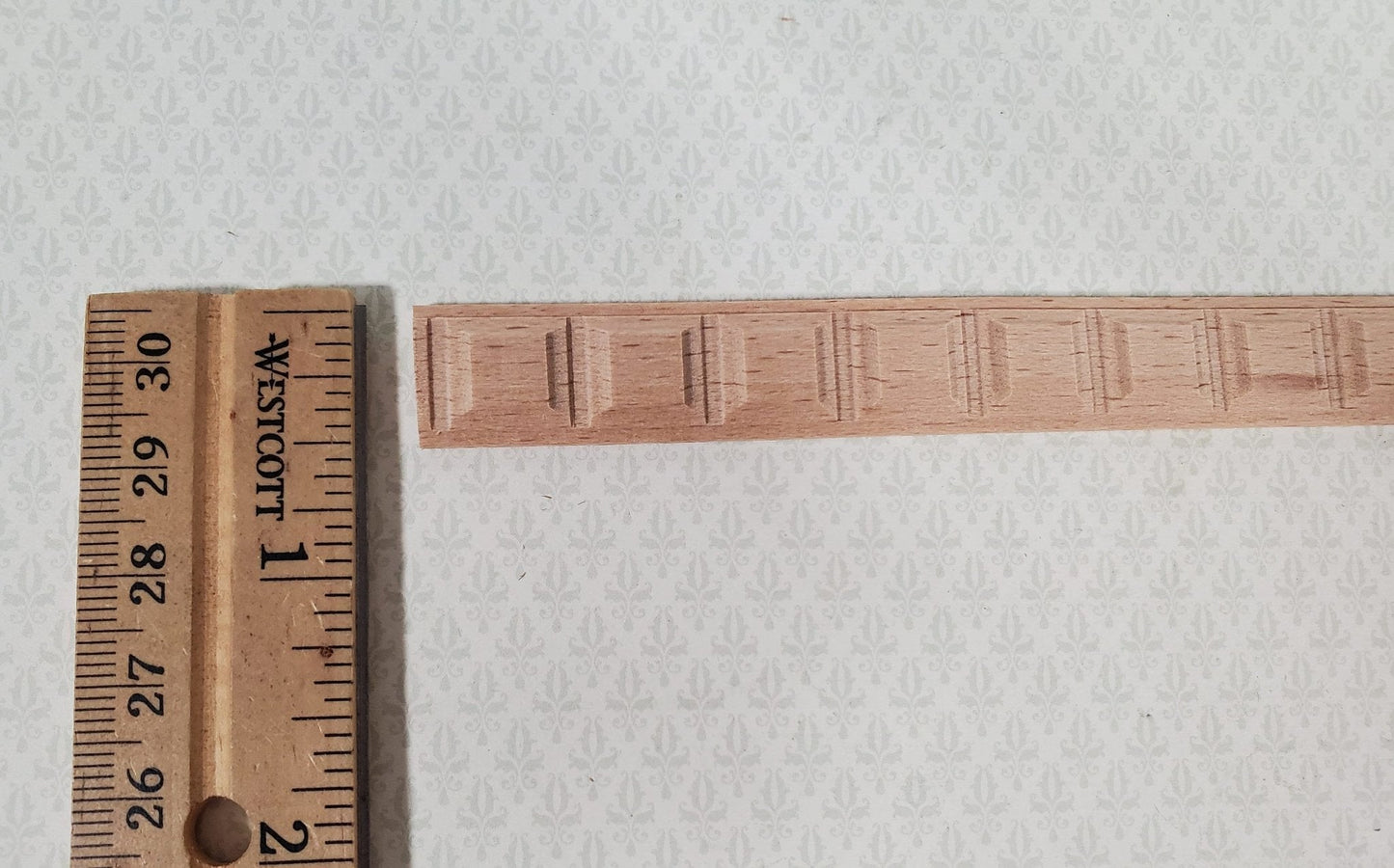 Miniature Square Block Trim Wood Relief Molding 9/16" x 18" Dollhouse Ceilings Walls - Miniature Crush