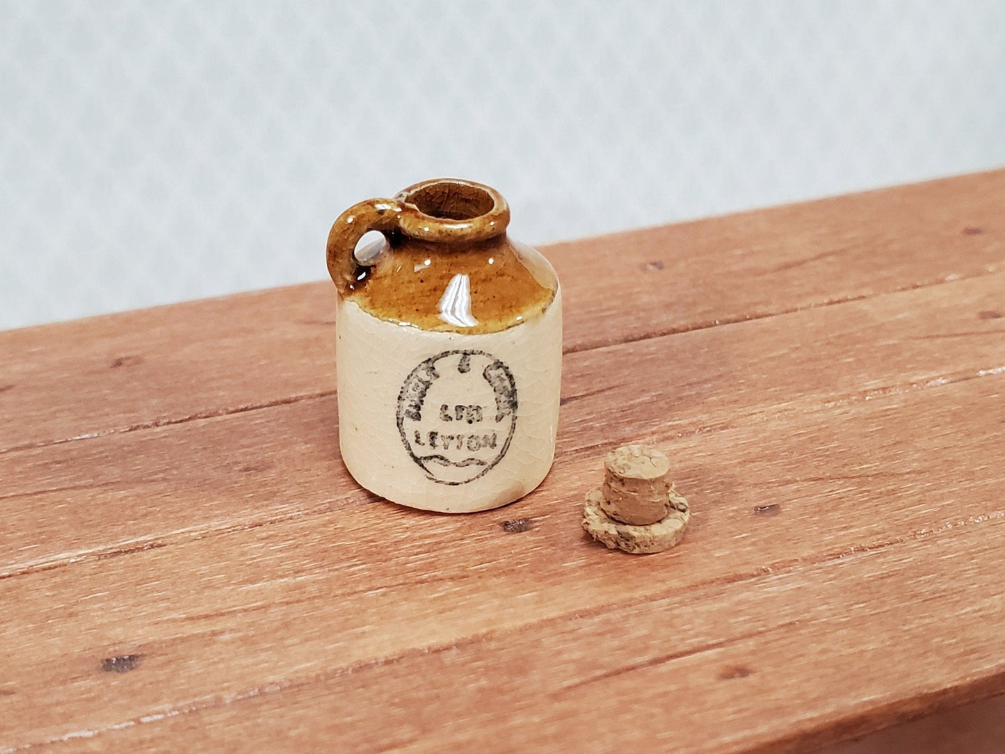Miniature Stoneware Jug with Cork and Handle Demijohn Printed 1:12 Scale Dollhouse Handmade 20mm - Miniature Crush