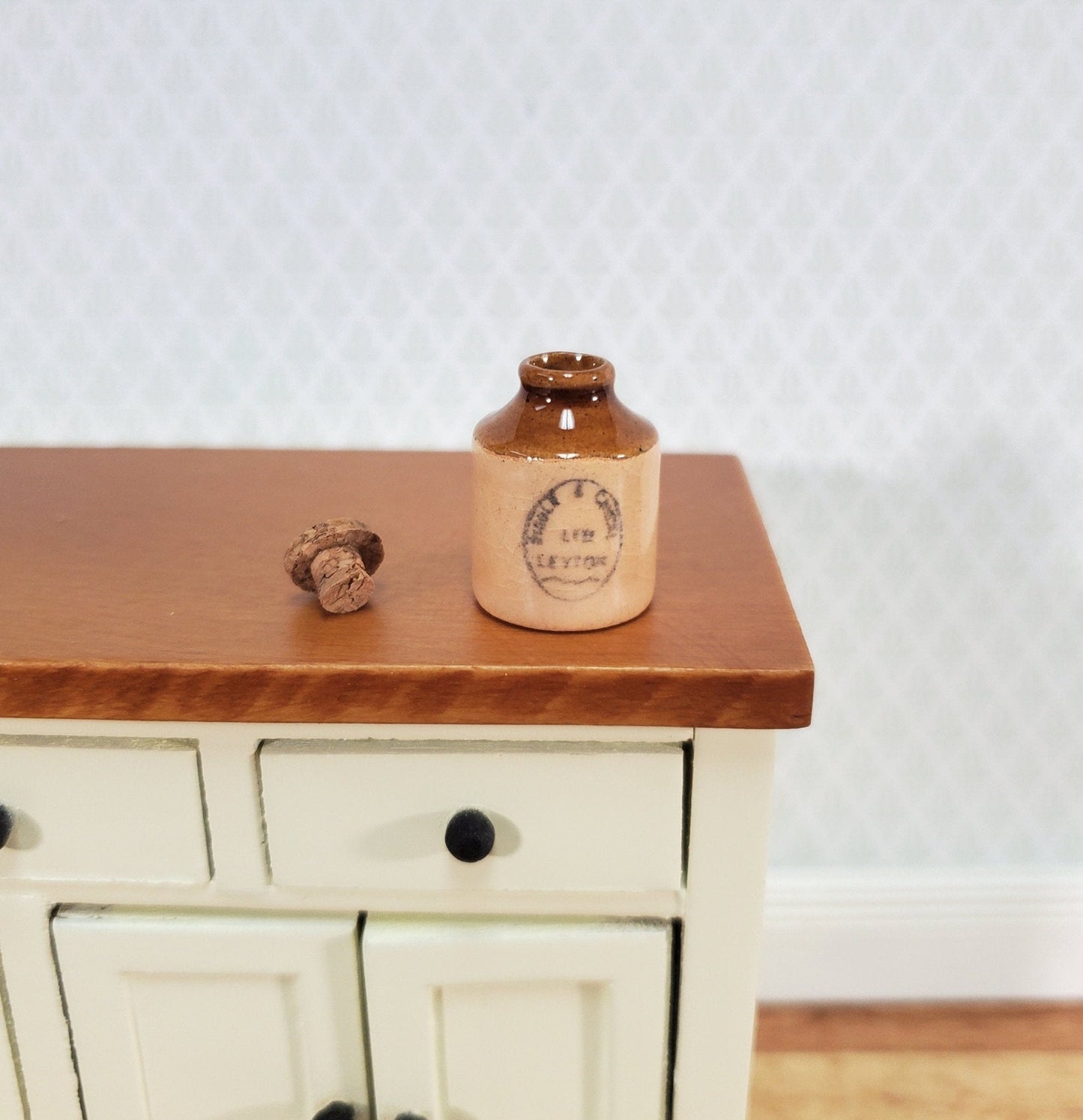 Miniature Stoneware Jug with Cork Demijohn Printed 1:12 Scale Dollhouse Handmade 20mm - Miniature Crush