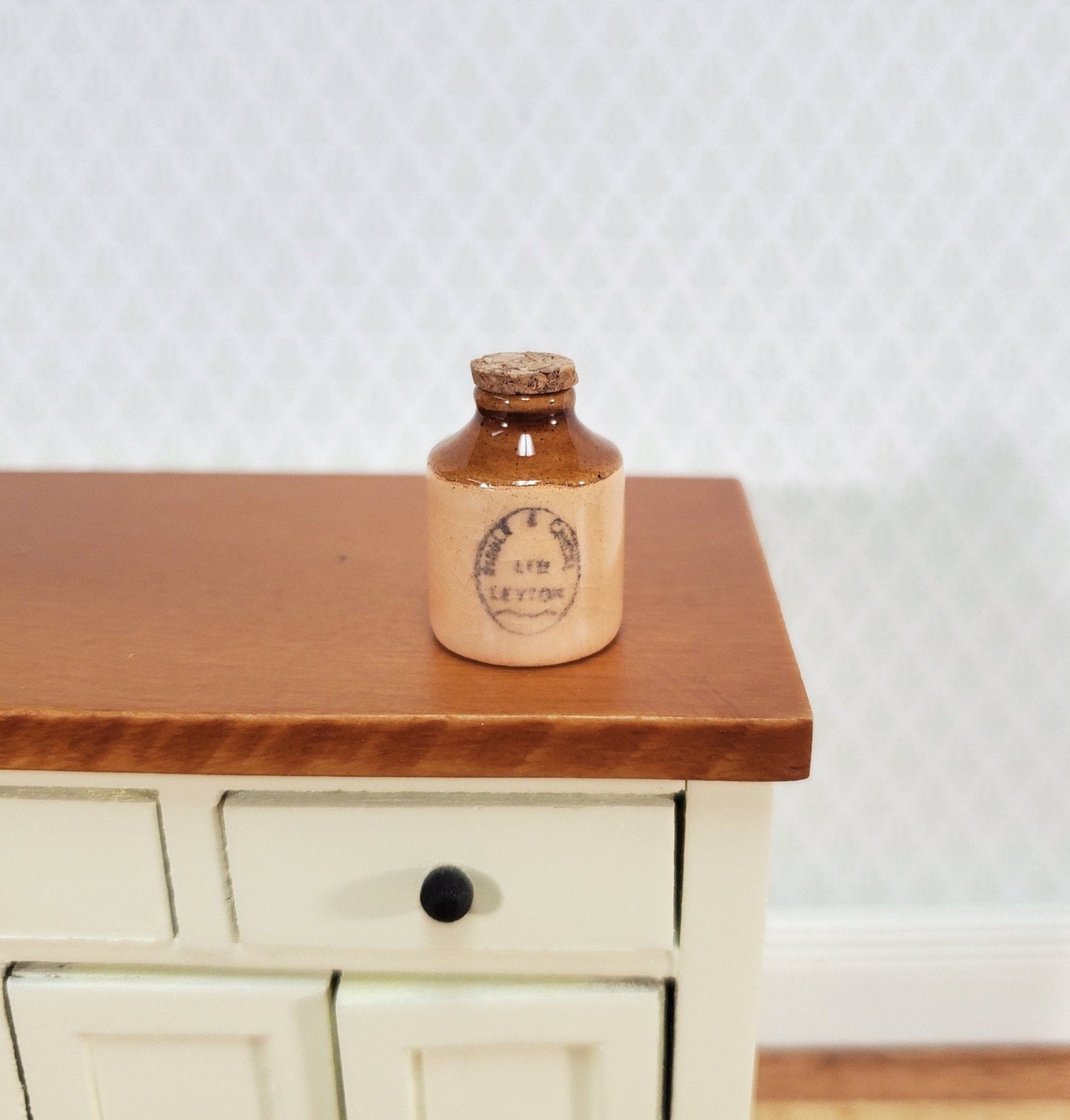 Miniature Stoneware Jug with Cork Demijohn Printed 1:12 Scale Dollhouse Handmade 20mm - Miniature Crush