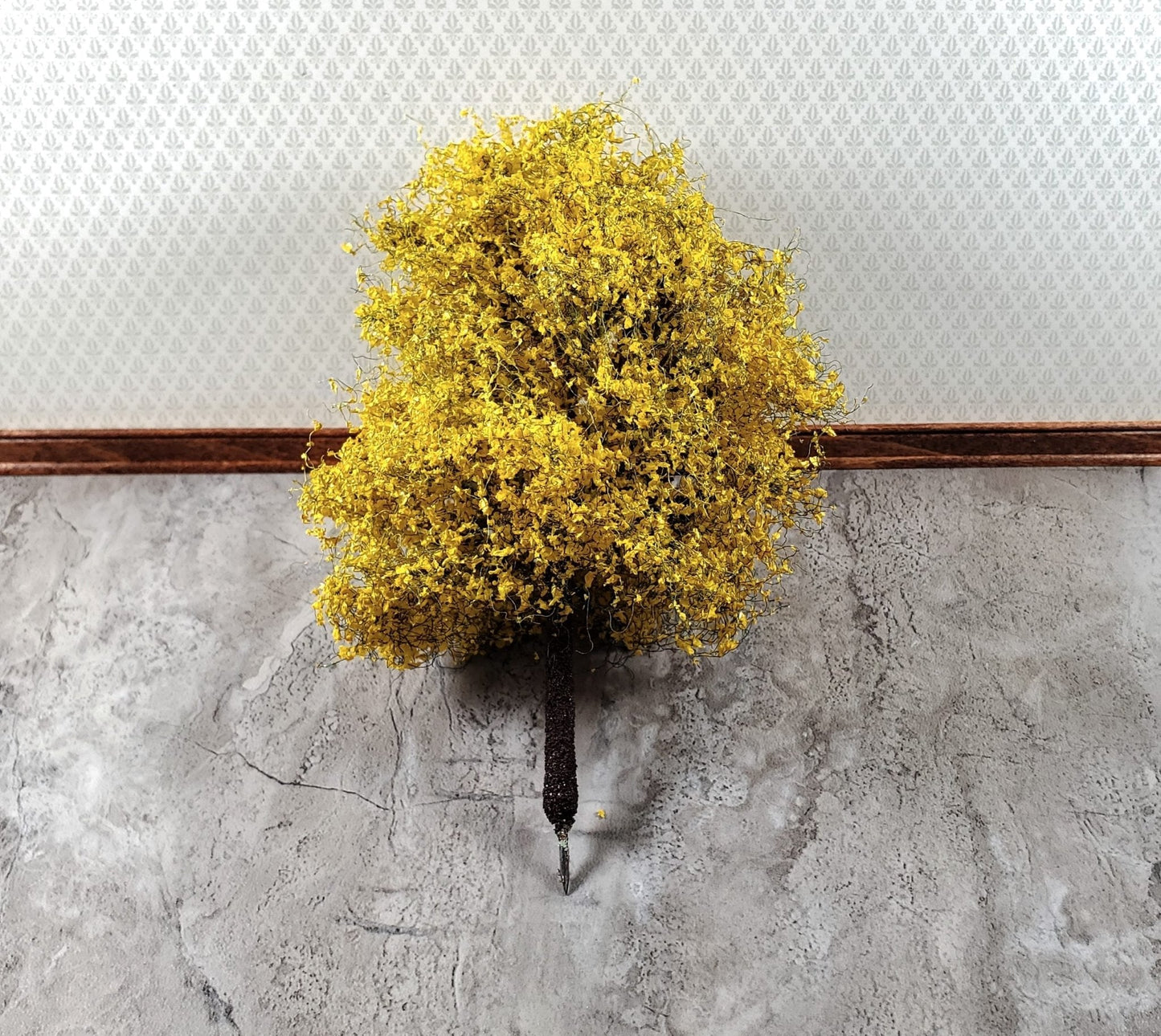 Miniature Tree Golden Autumn Burnt Yellow 6" Tall on Spike Model Scenery Garden - Miniature Crush
