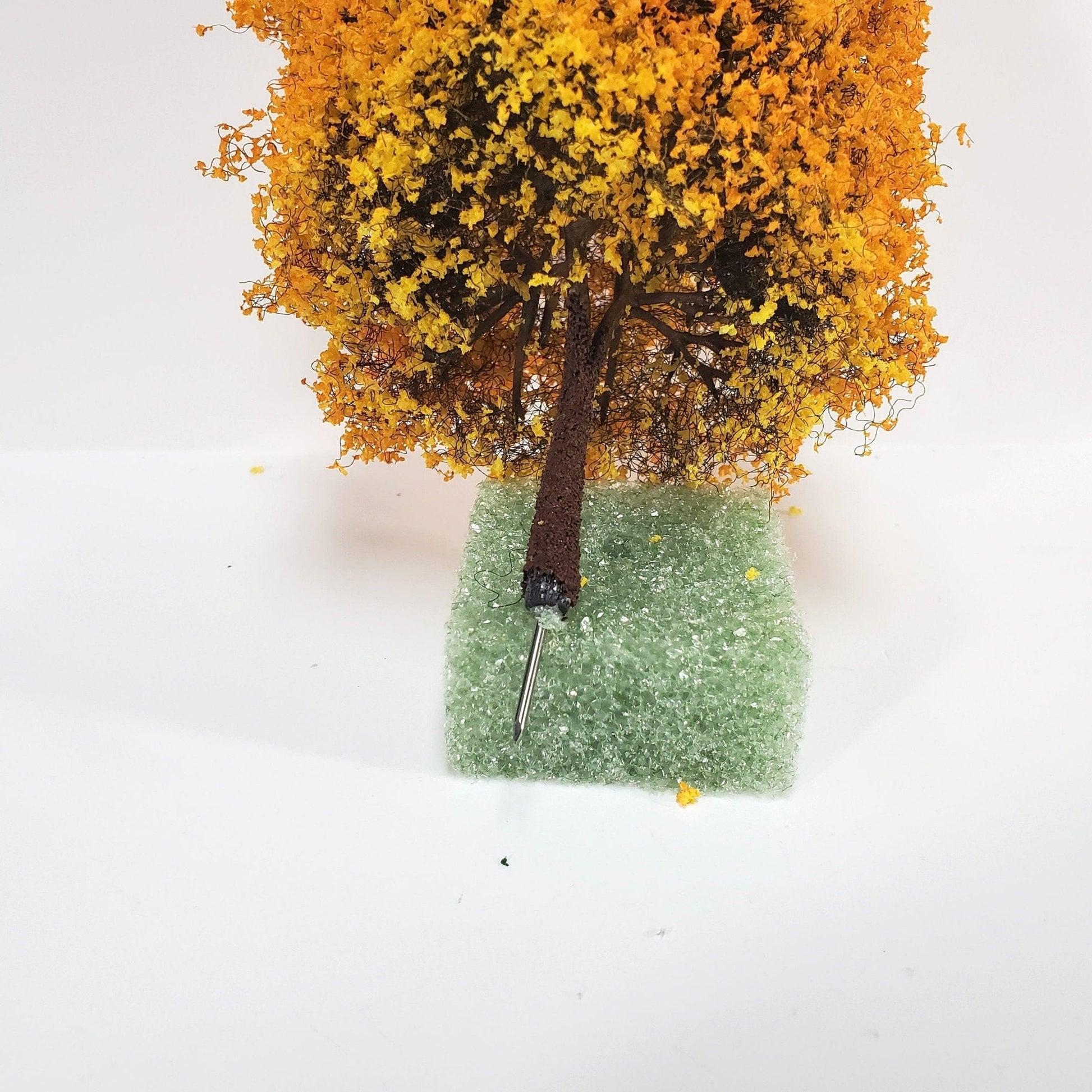 Miniature Tree Golden Autumn Orange 6" Tall on a Spike Model Scenery Garden - Miniature Crush