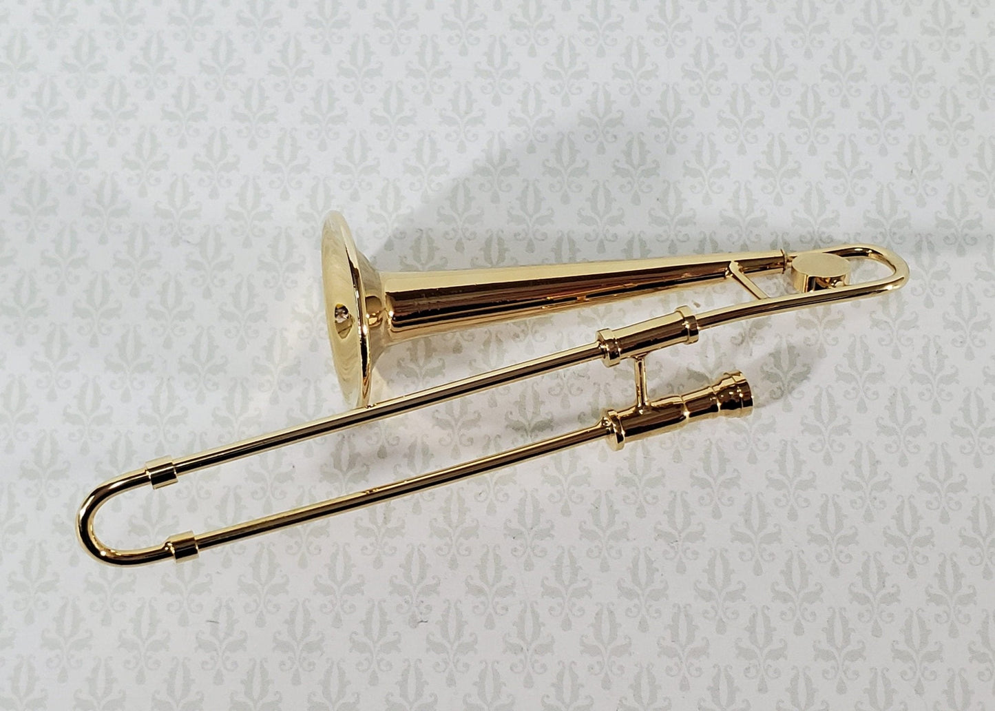 Miniature Trombone 3 1/4" Instrument Prop Model 1:12 Scale Metal with Case - Miniature Crush