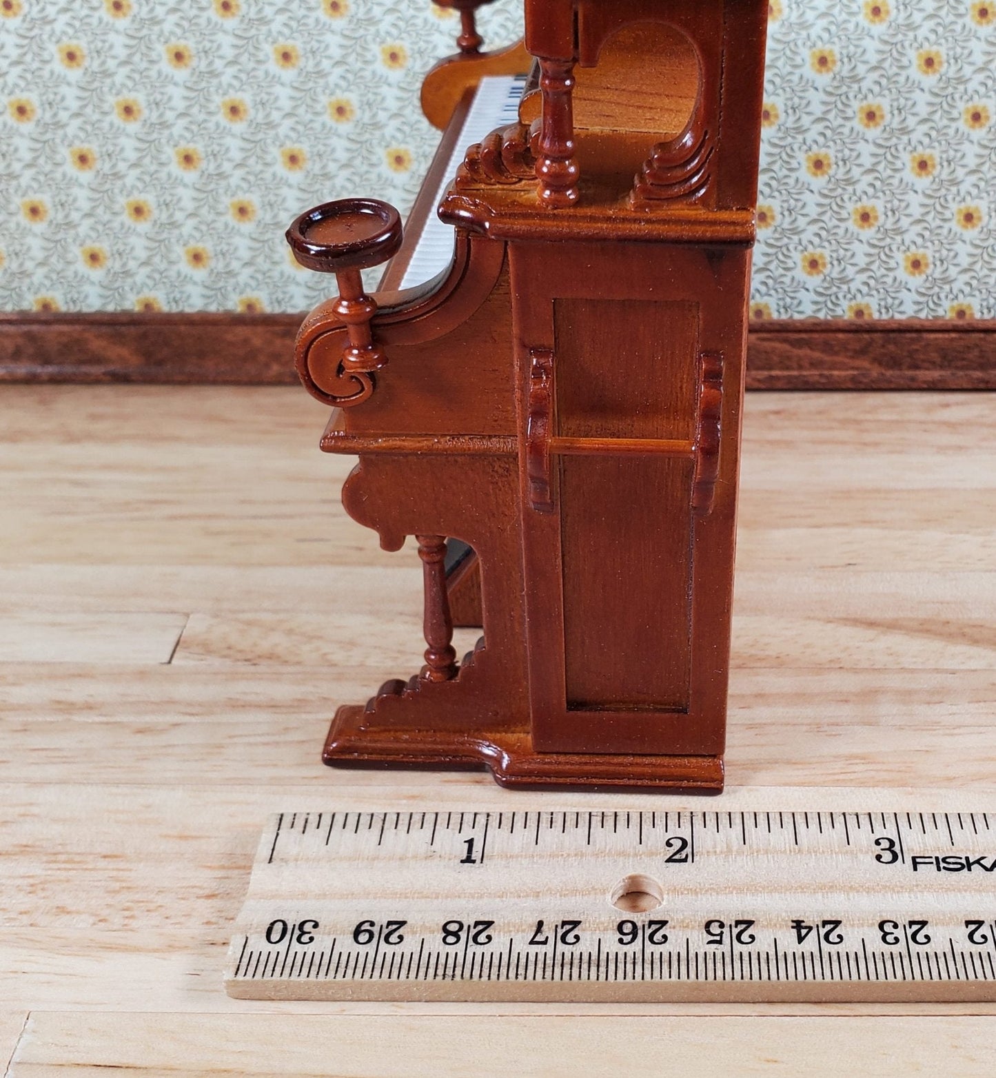 Miniature Upright Pump Organ Piano Walnut Finish 1:12 Scale Dollhouse Furniture - Miniature Crush