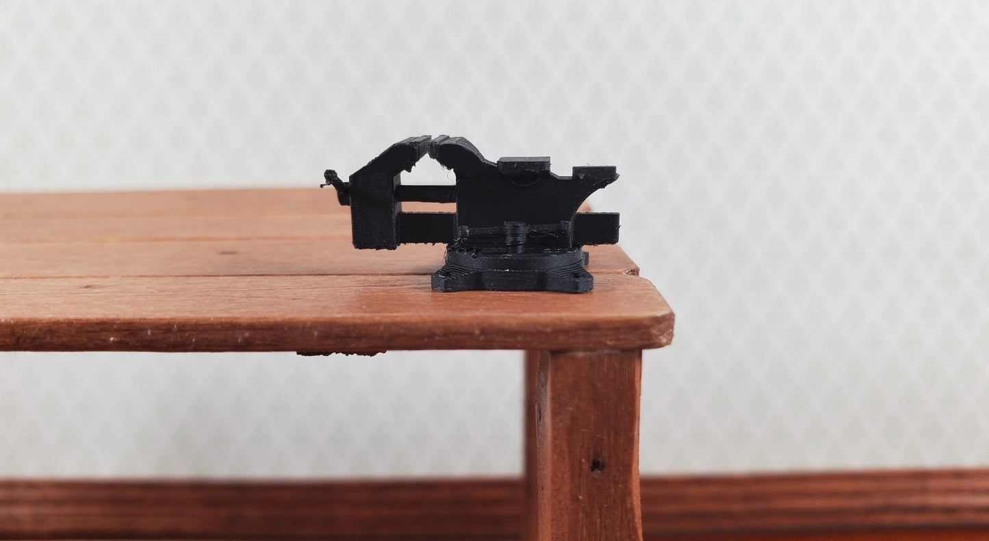 Miniature Vise Prop Tool Tiny Use in 1:12 or 1:24 Black 3D Printed Can Paint - Miniature Crush